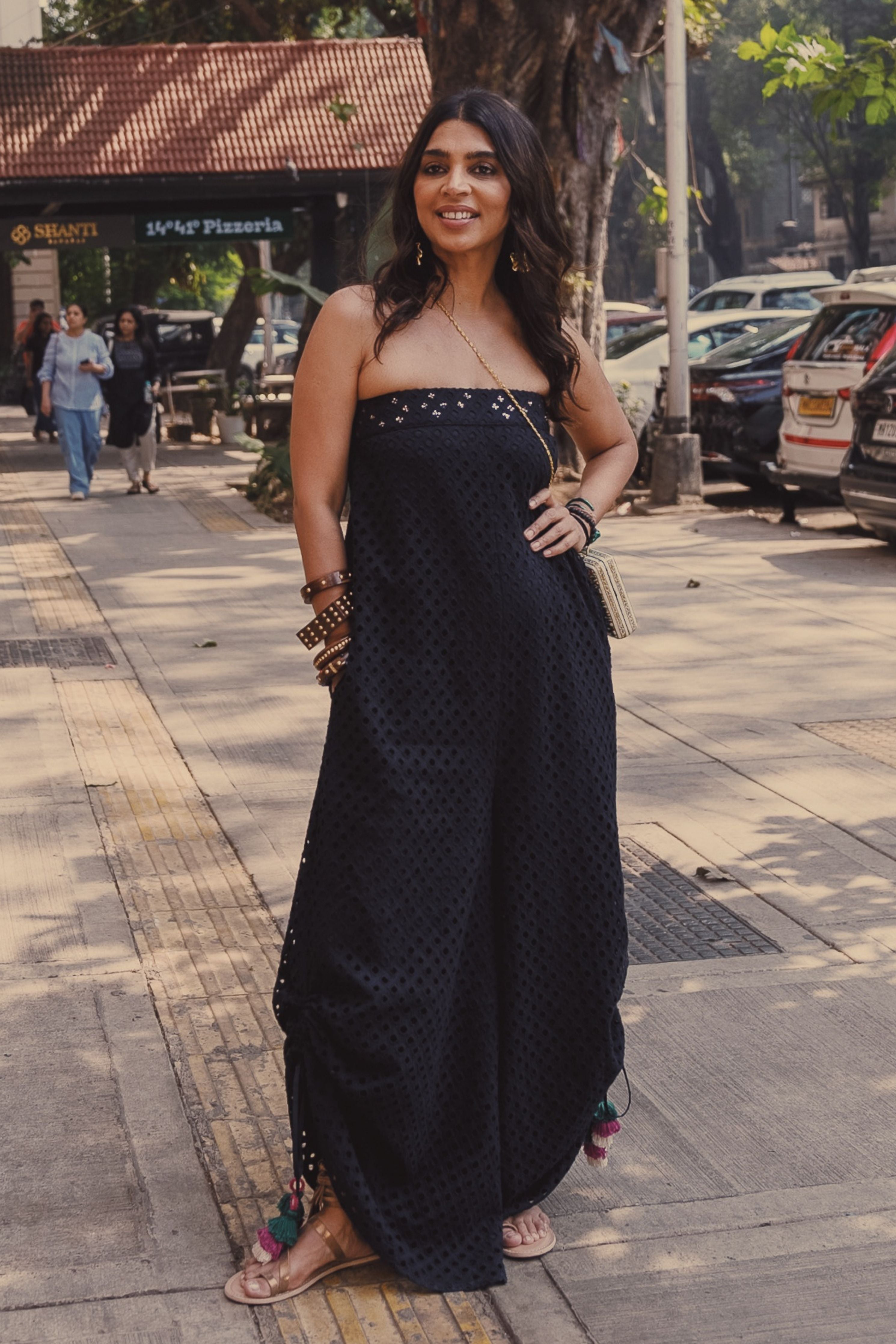Black Schiffli Tube Jumpsuit