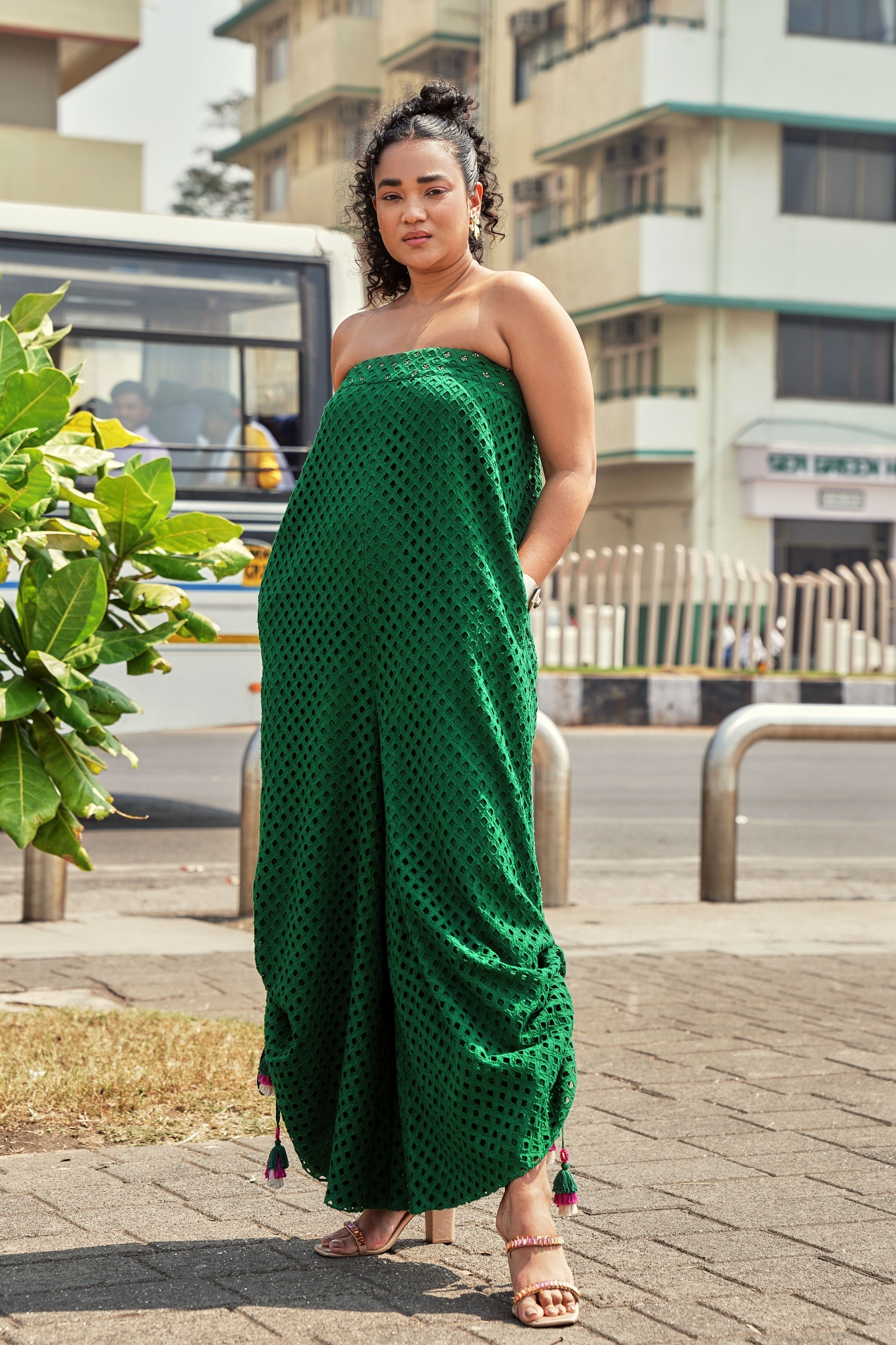 Cafe Green Schiffli Tube Jumpsuit