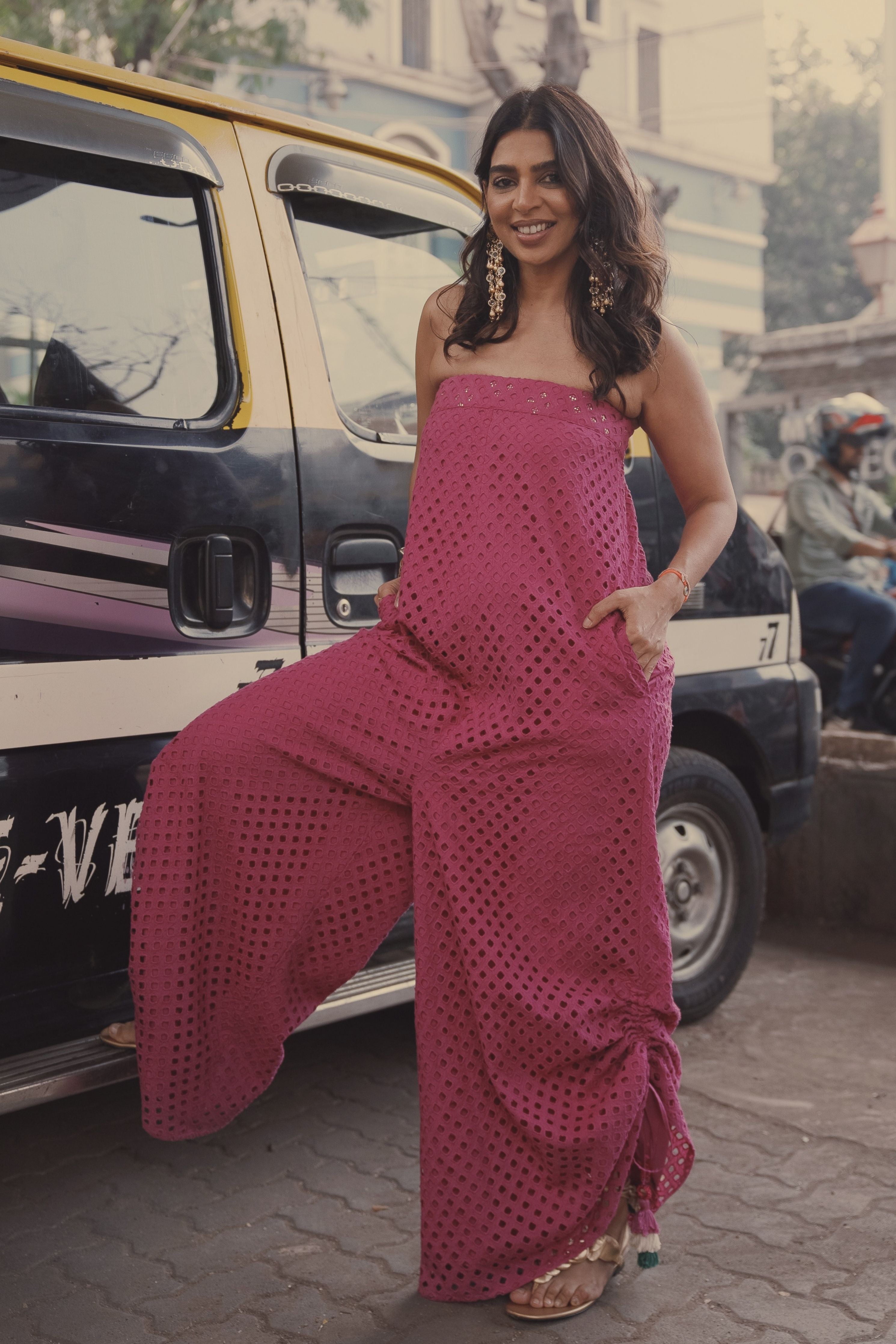 Pink Schiffli Tube Jumpsuit