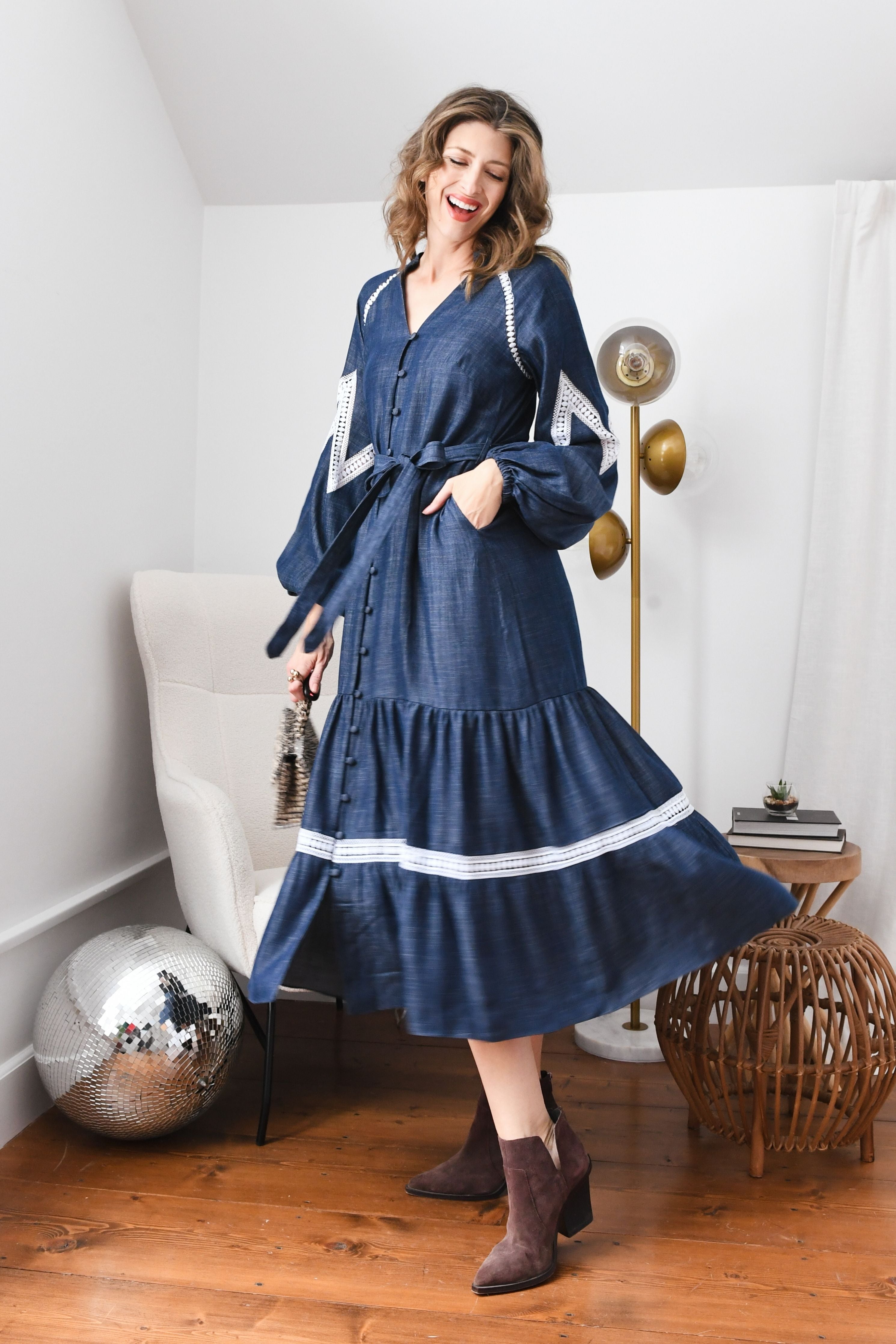Laced Up Tencel Denim Dress