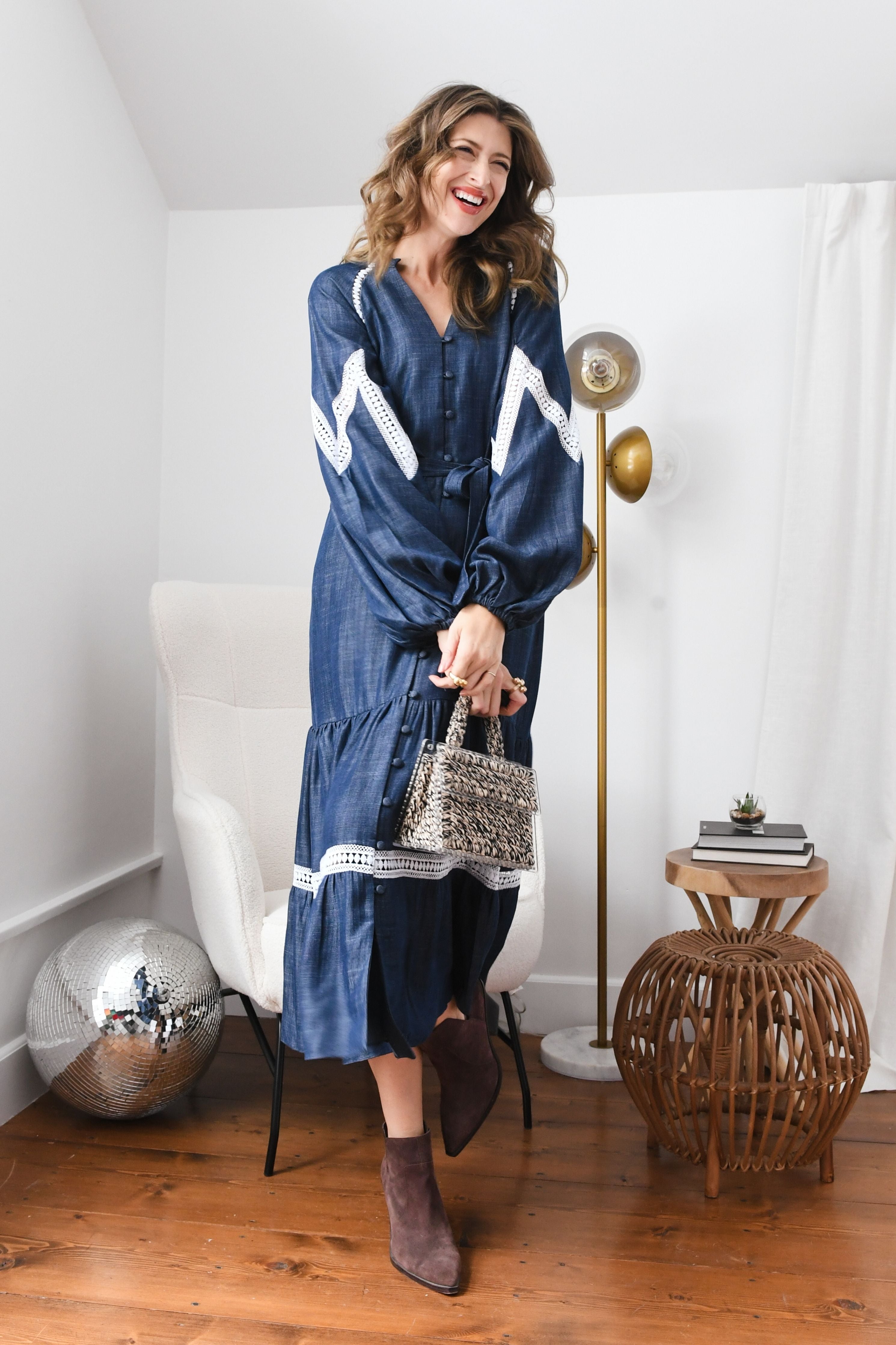 Laced Up Tencel Denim Dress