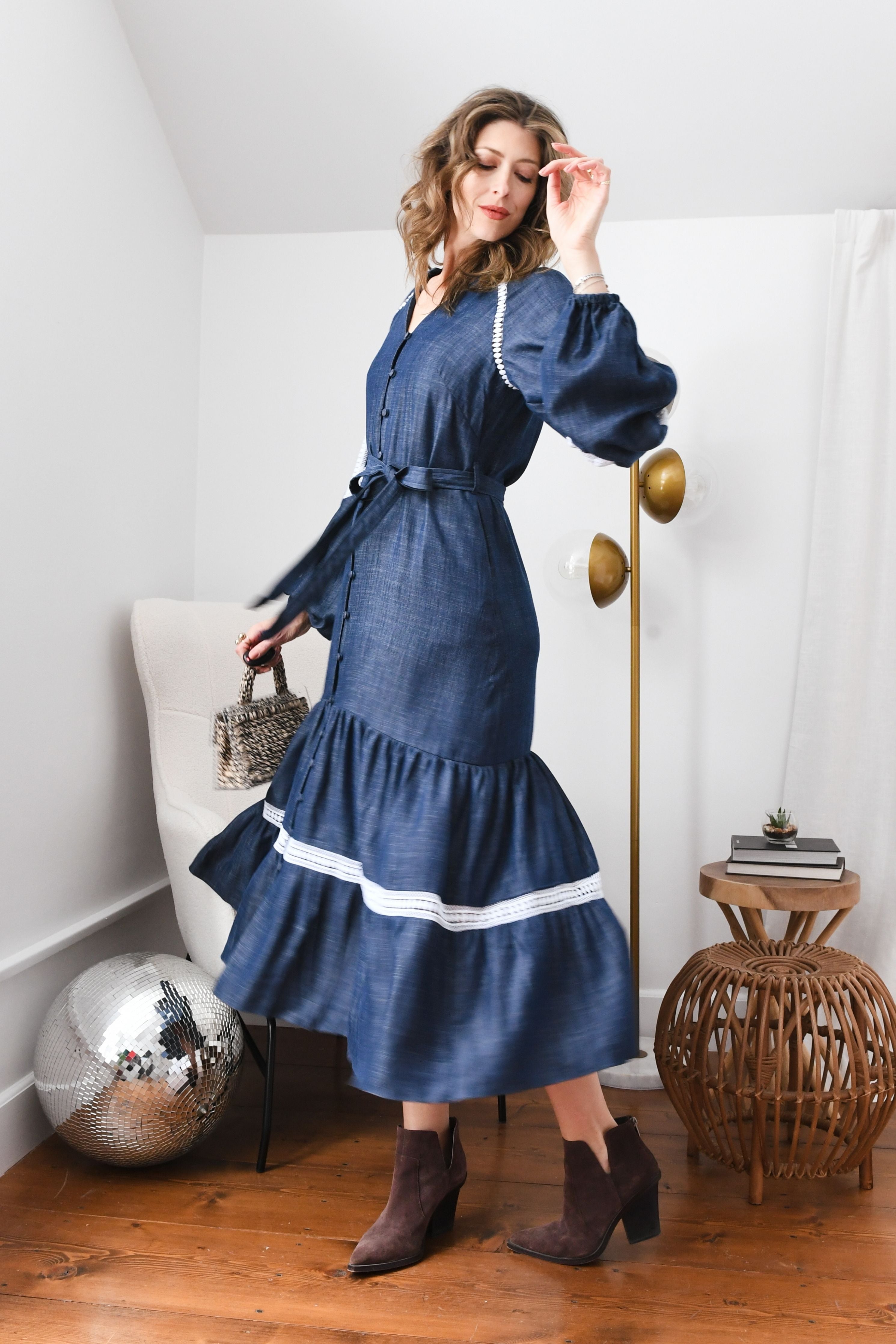 Laced Up Tencel Denim Dress