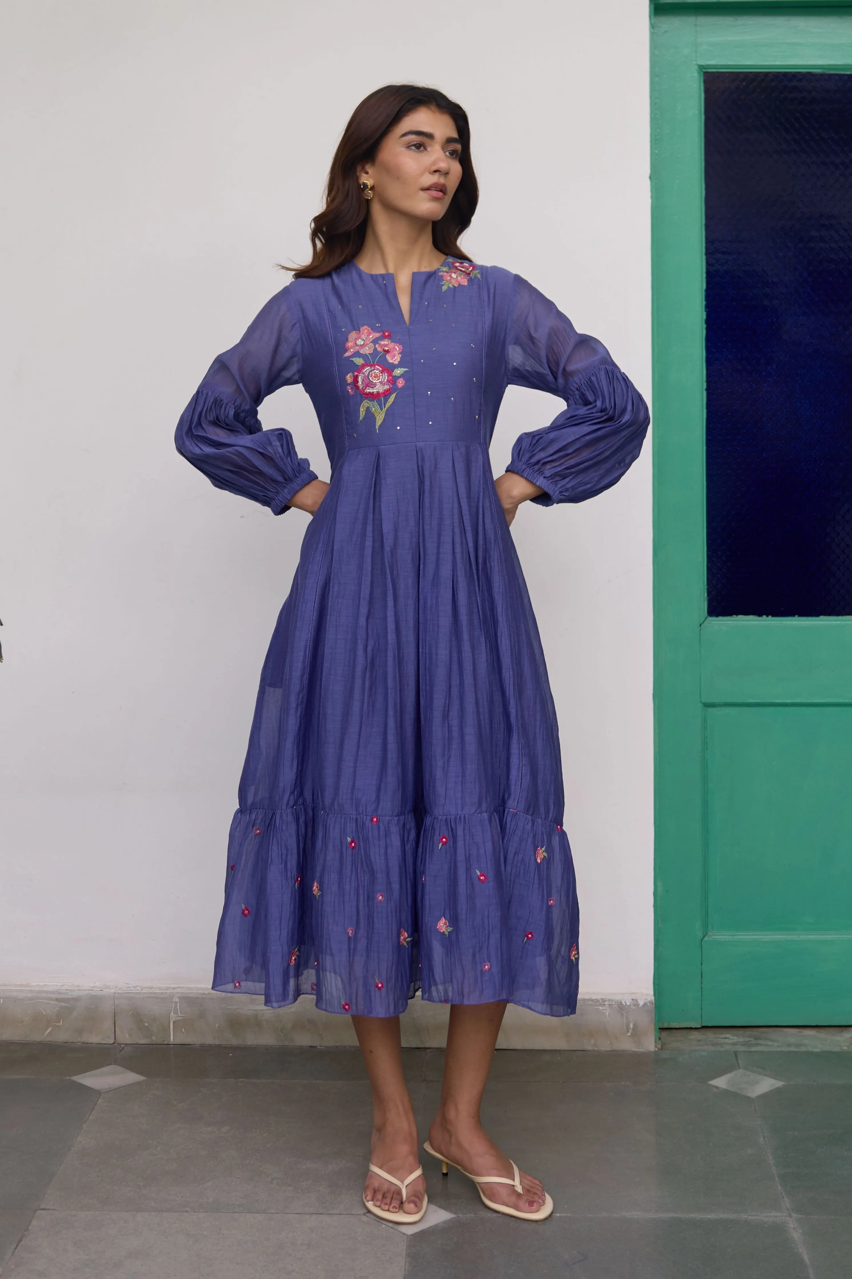 Blue Rosette Dress