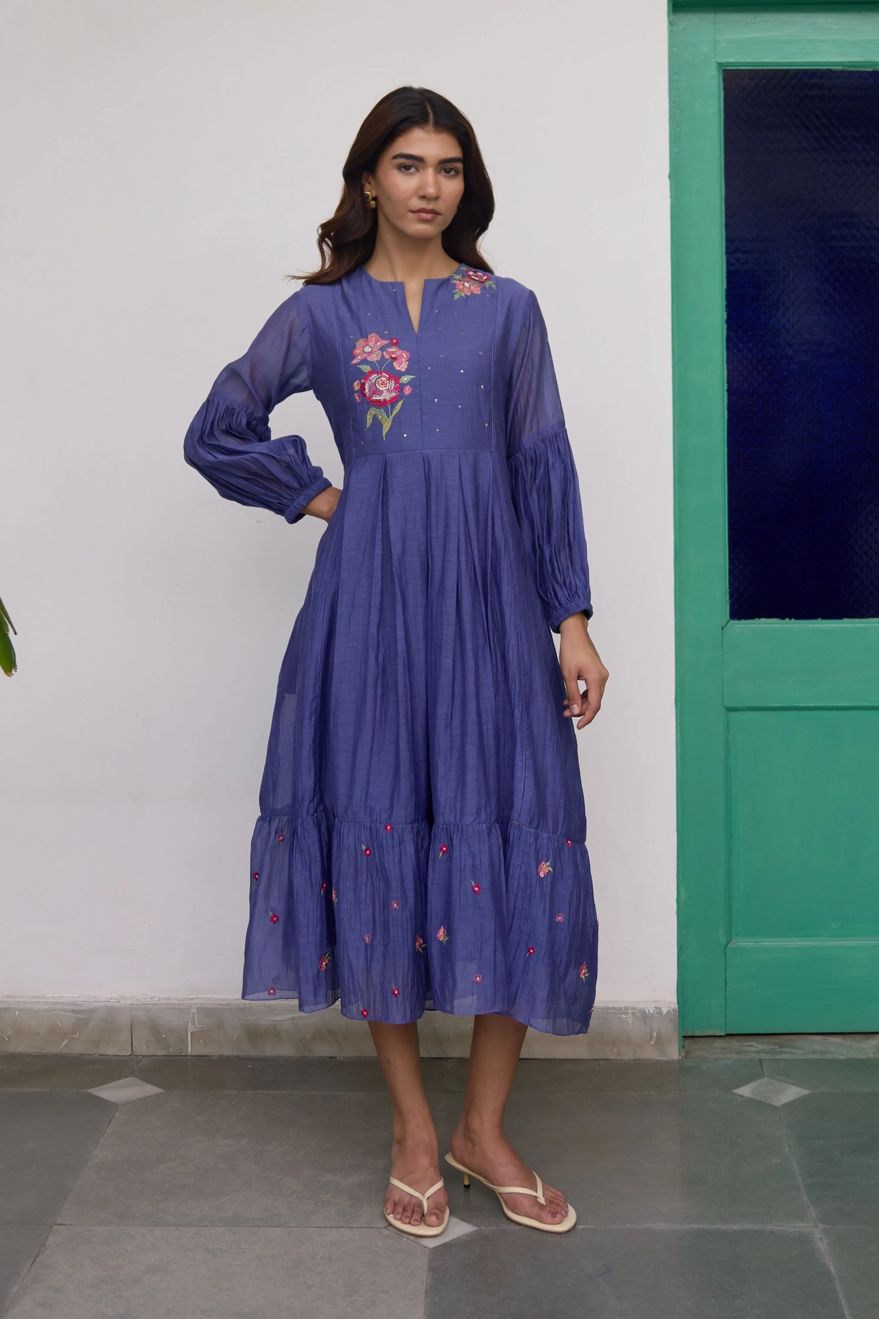Blue Rosette Dress