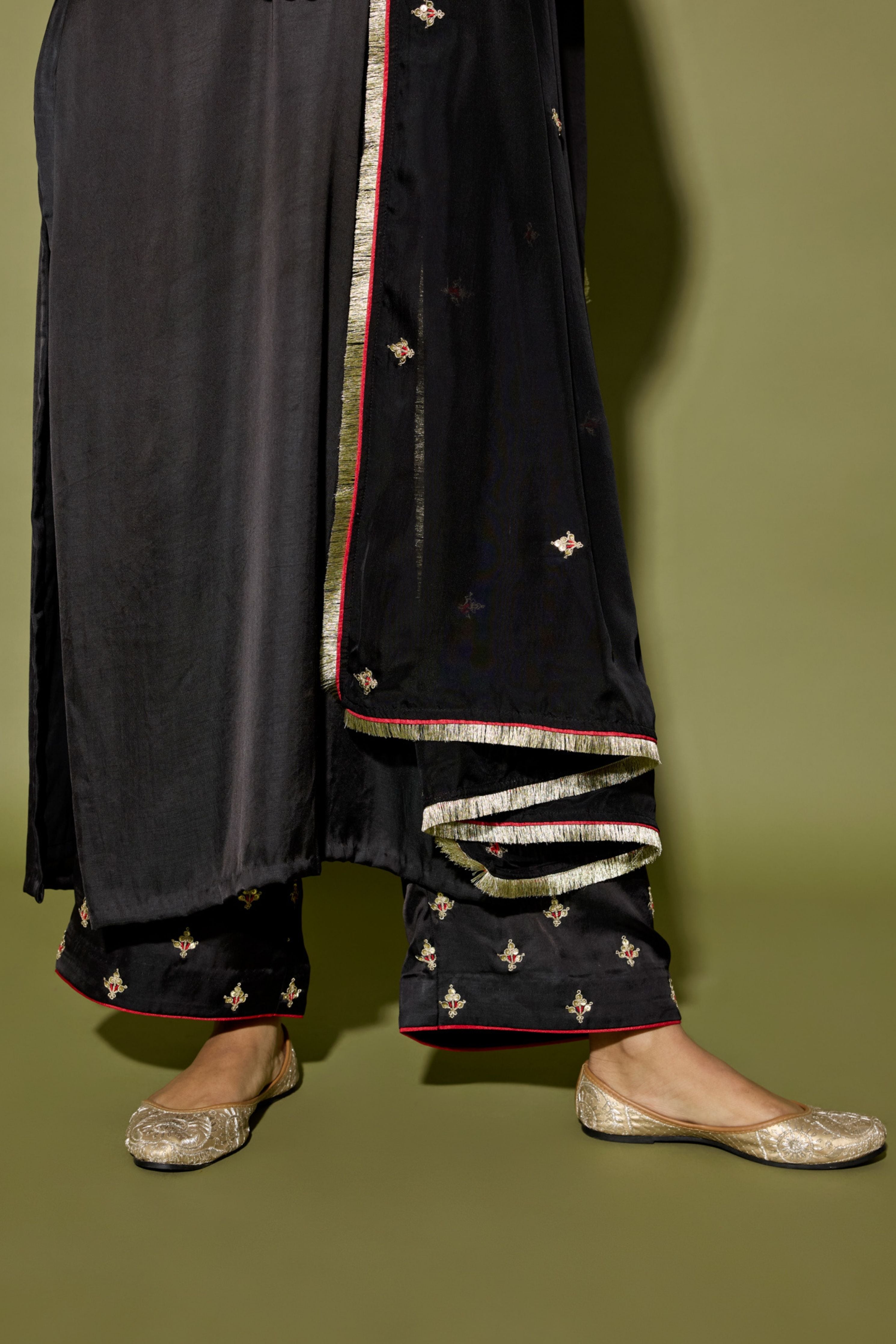 Black Hand Embroidered Kurta Set