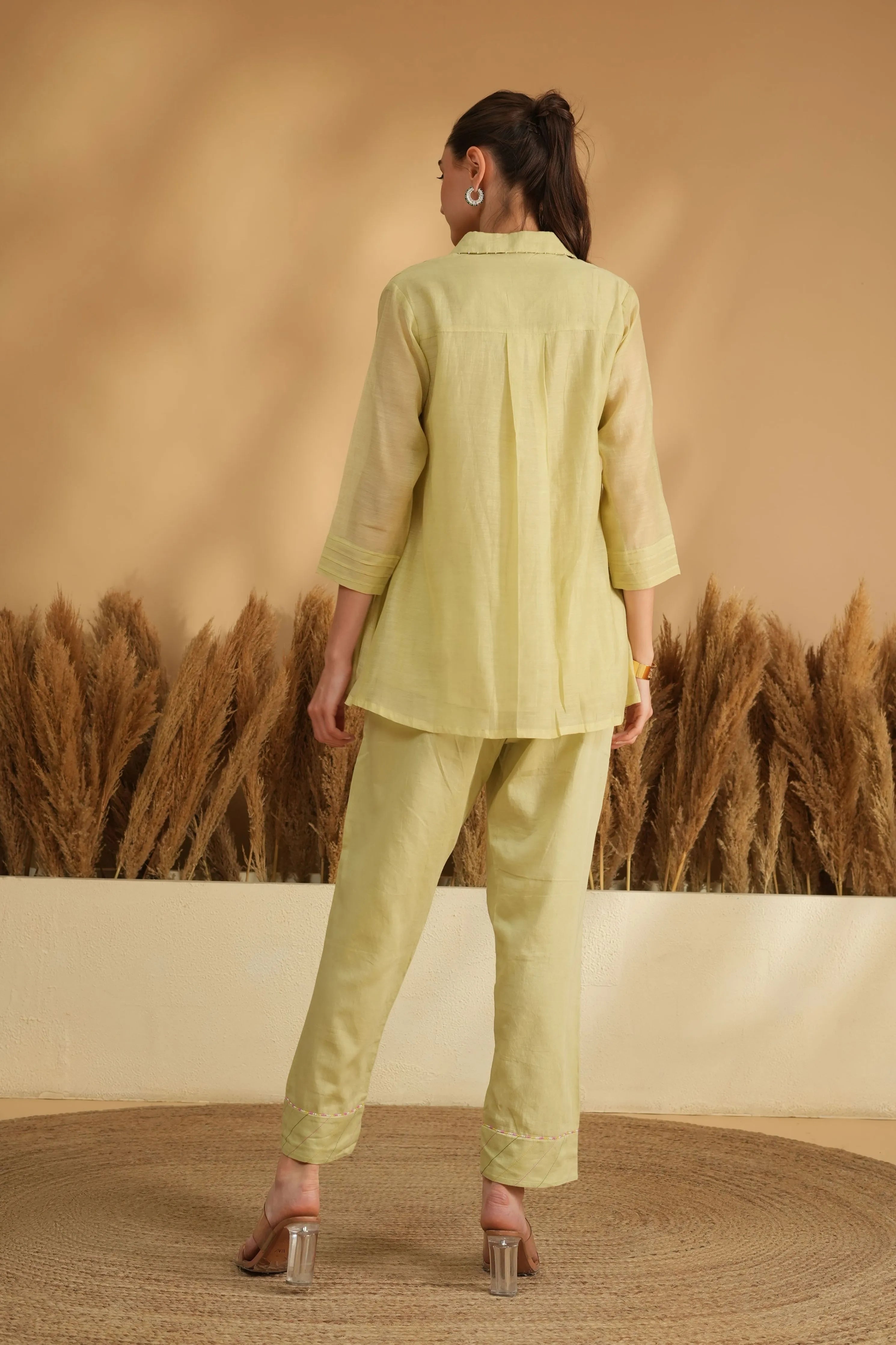 Green Panel Cross Stitch Embroidery Co-Ord Set