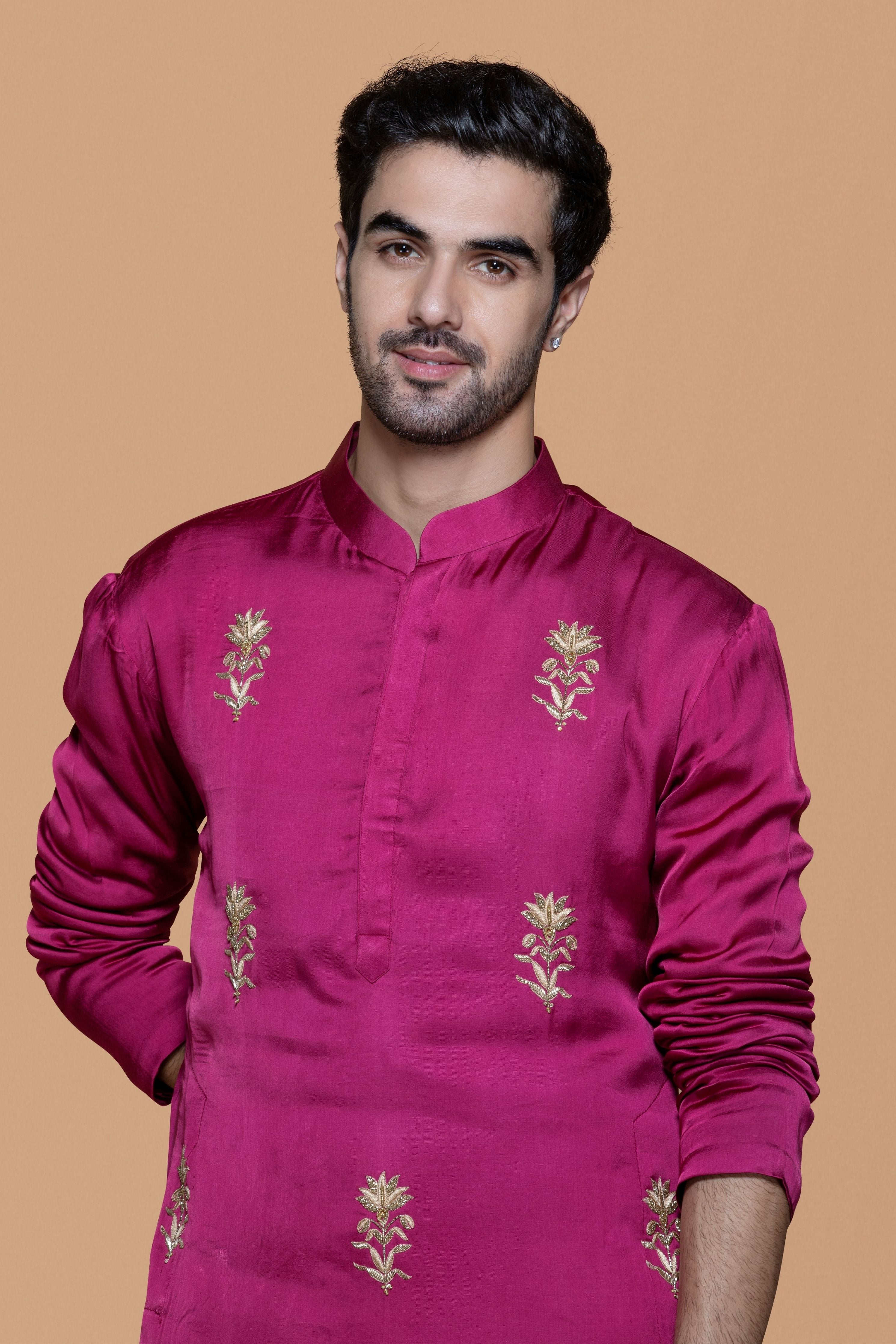 Magenta Lotus Kurta Set