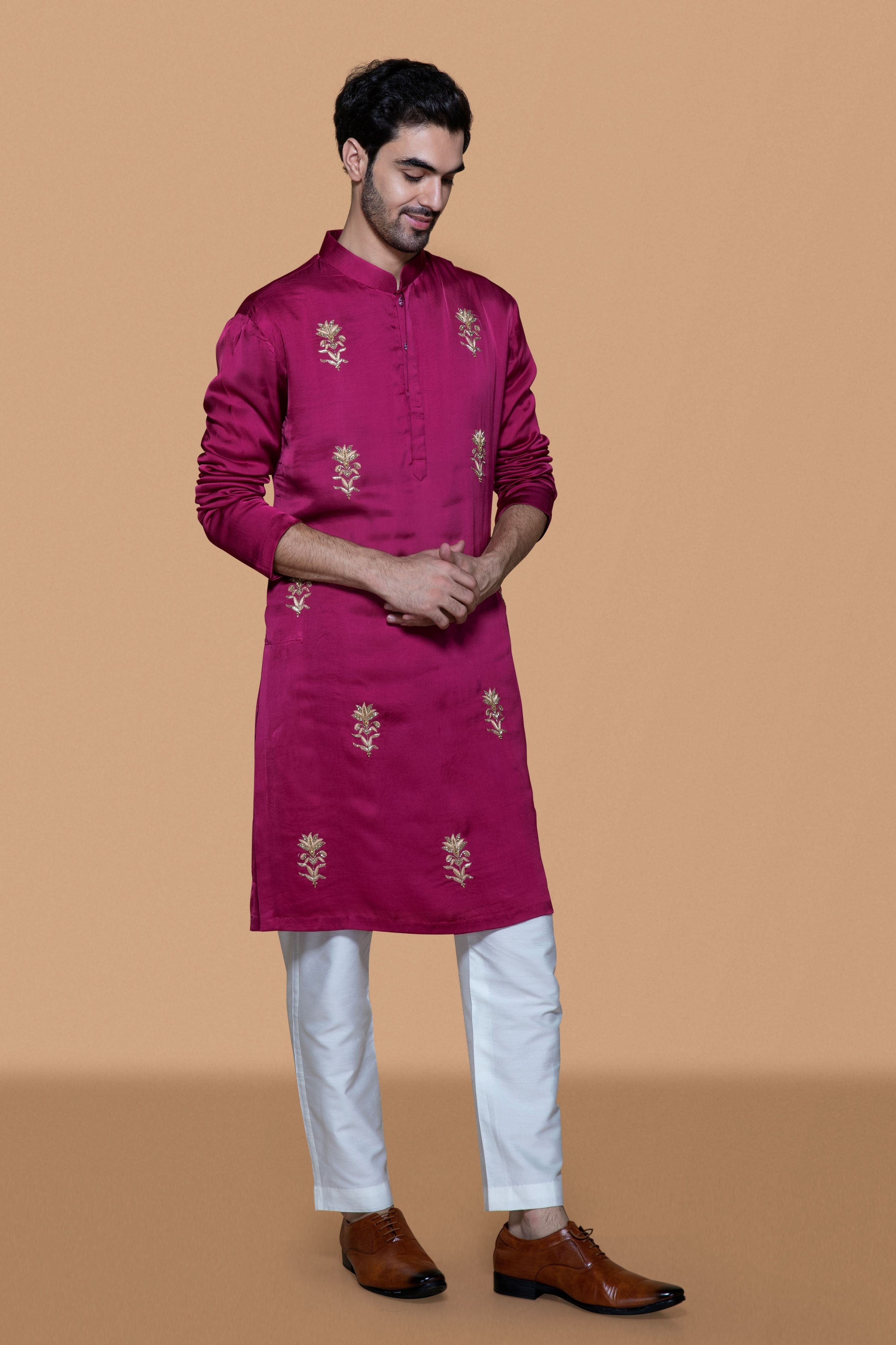 Magenta Lotus Kurta Set