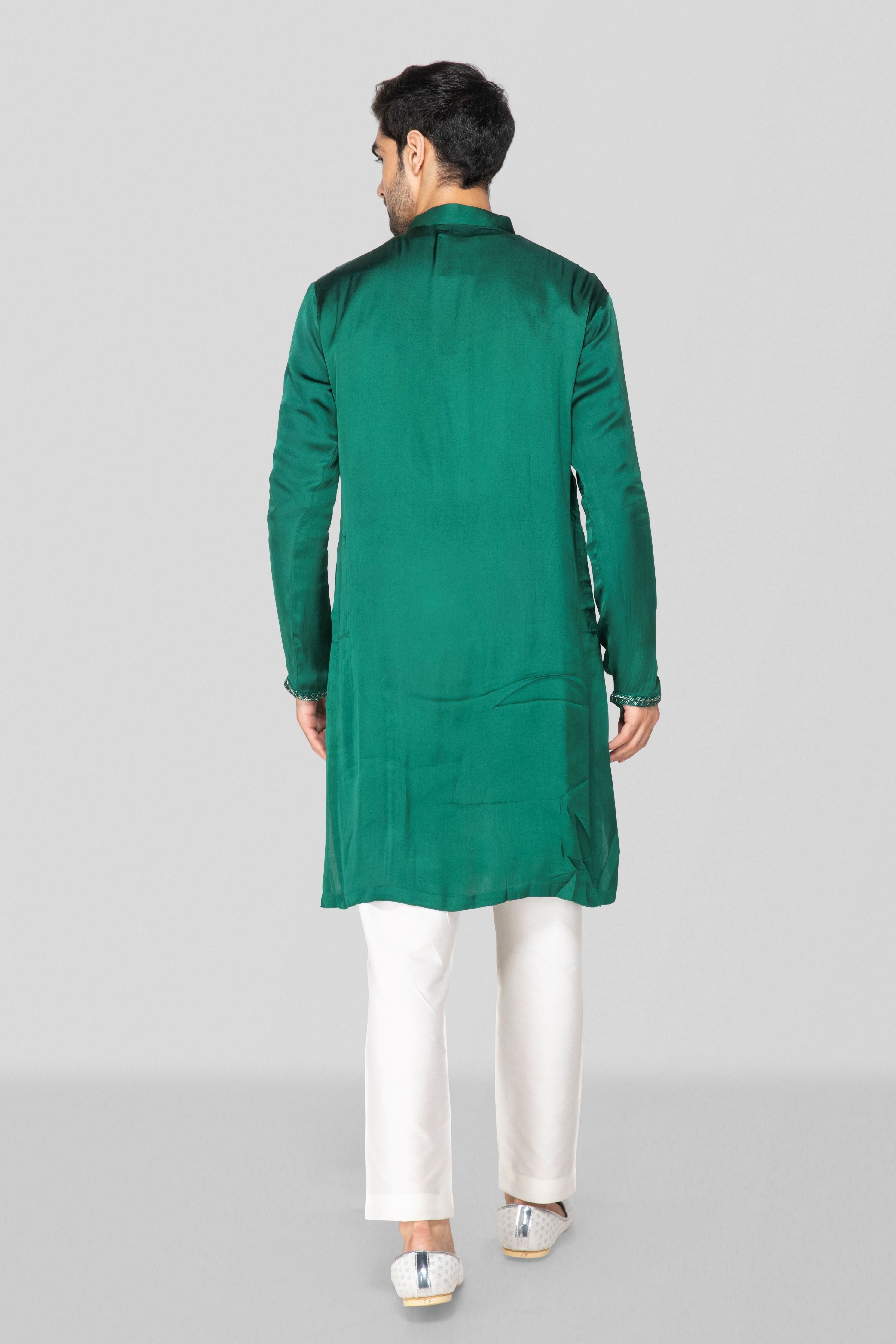 Green Embroidered Kurta Set