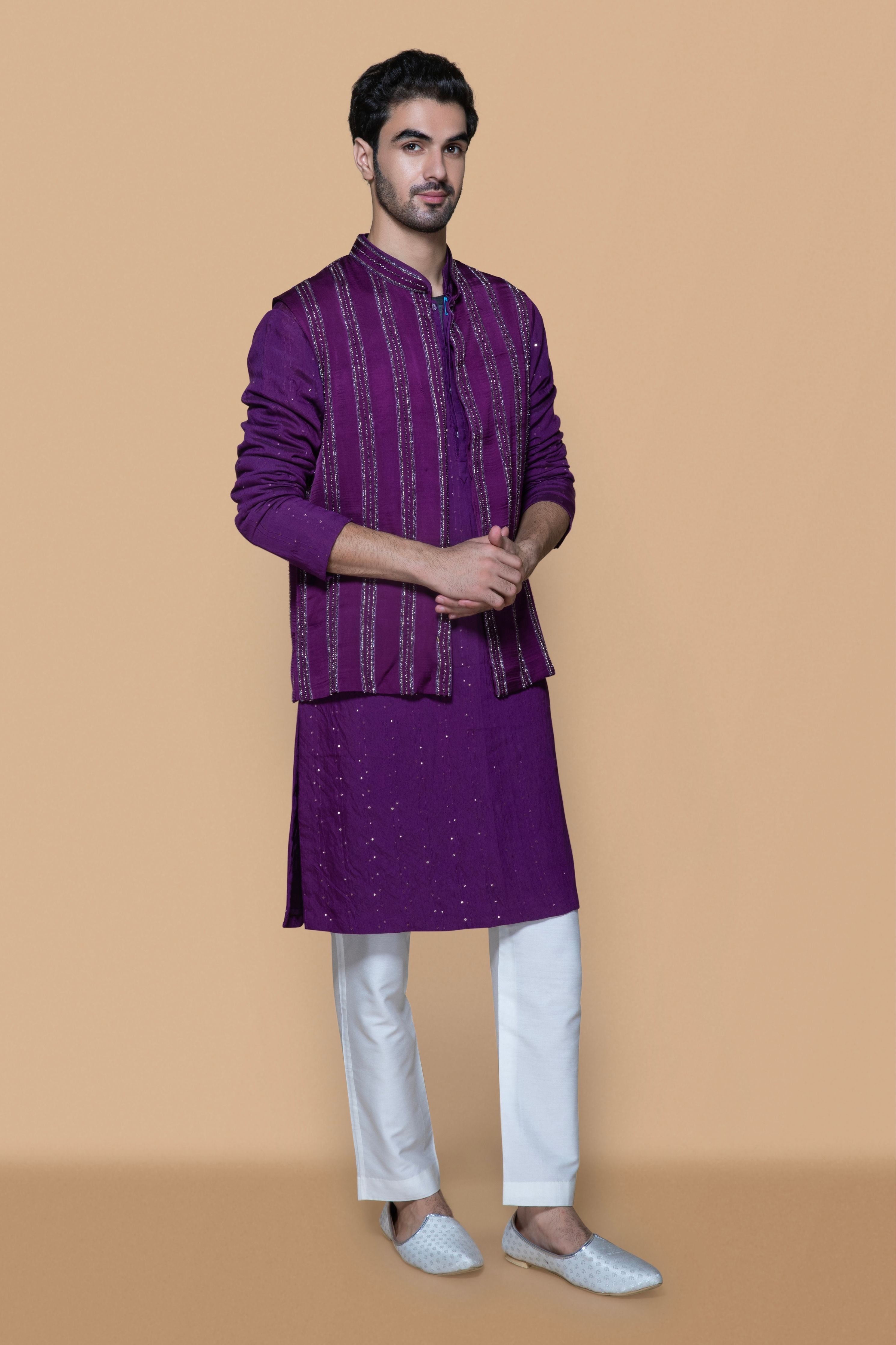 Purple Bundi Kurta Set