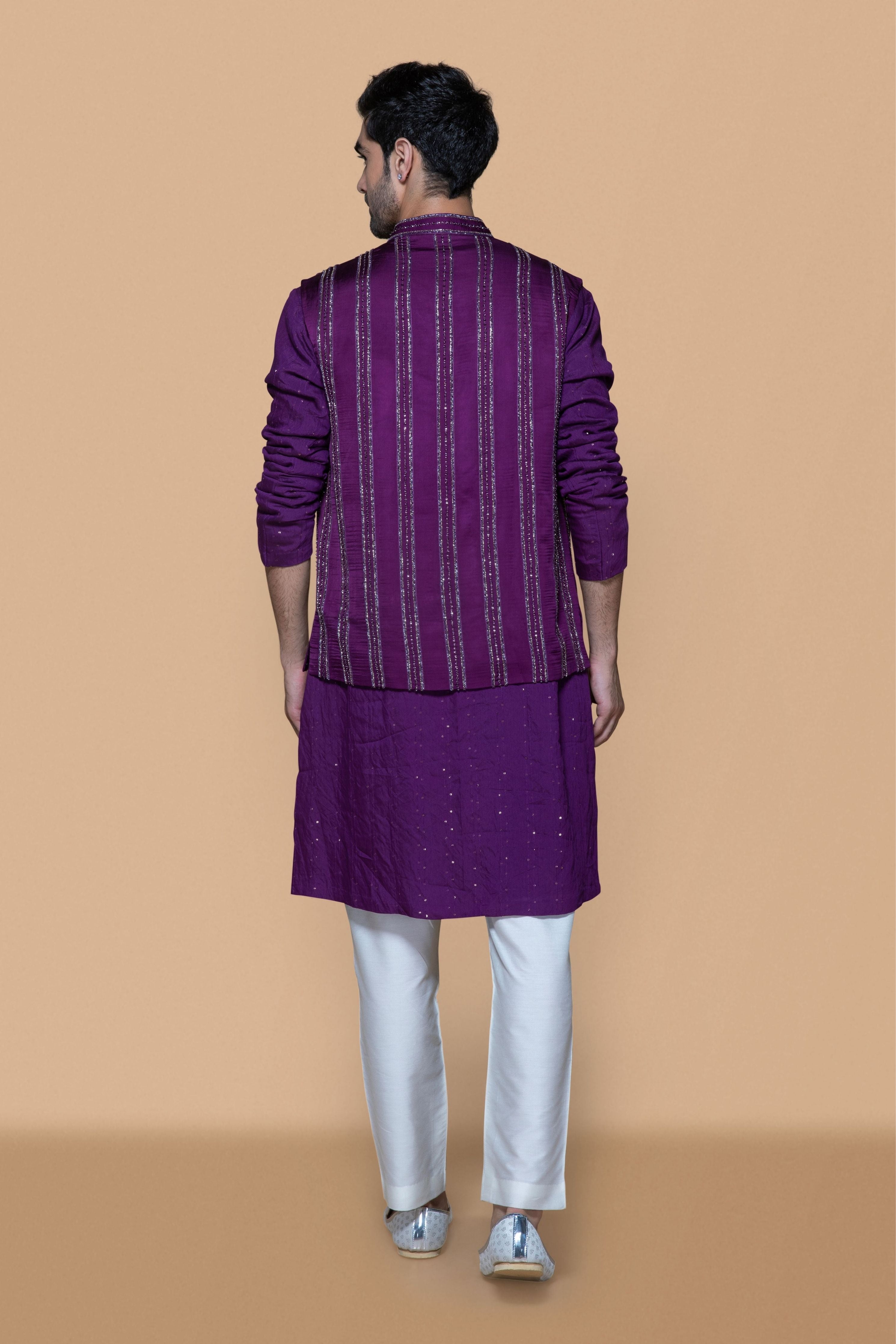 Purple Bundi Kurta Set