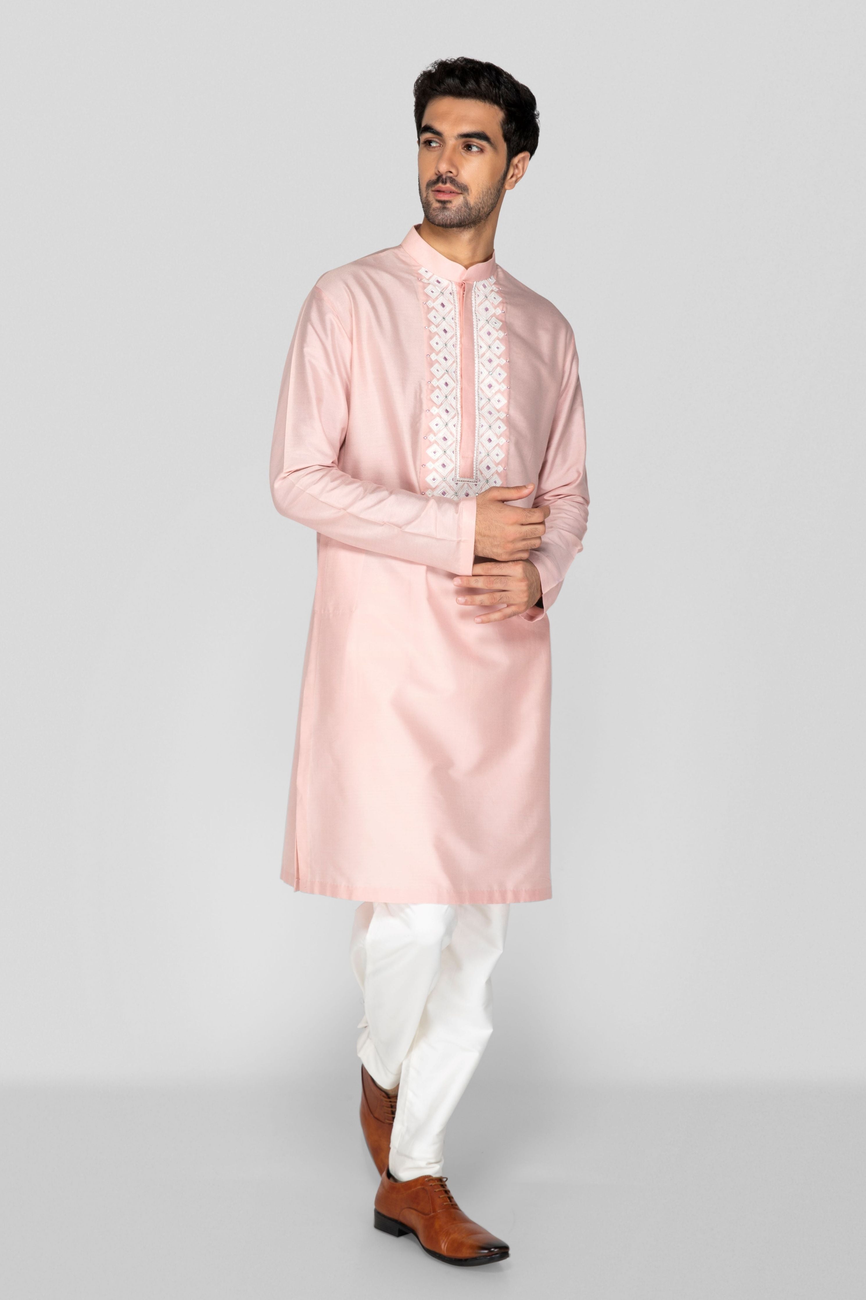 Peach Applique Kurta Set