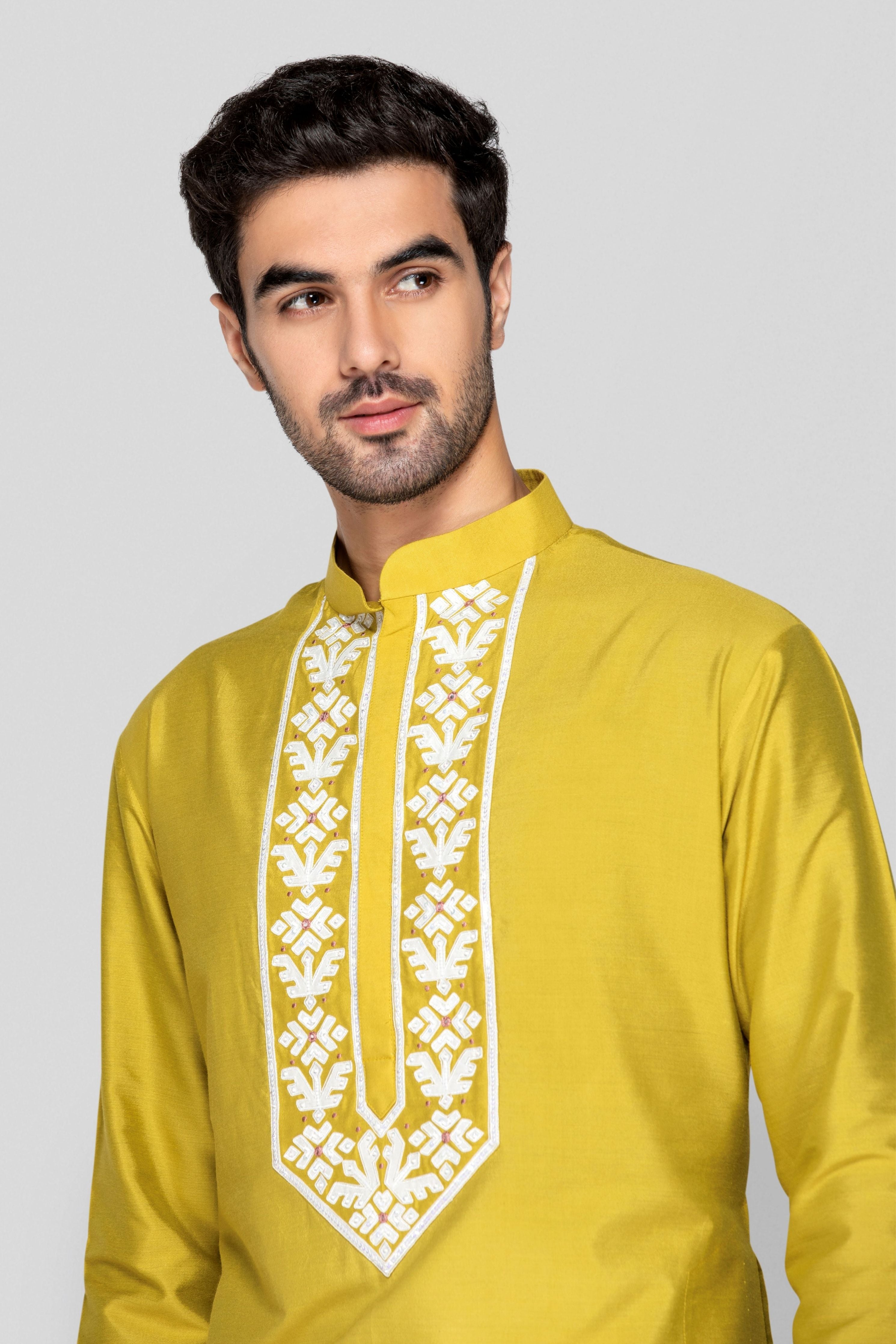 Bright Green Applique Kurta Set