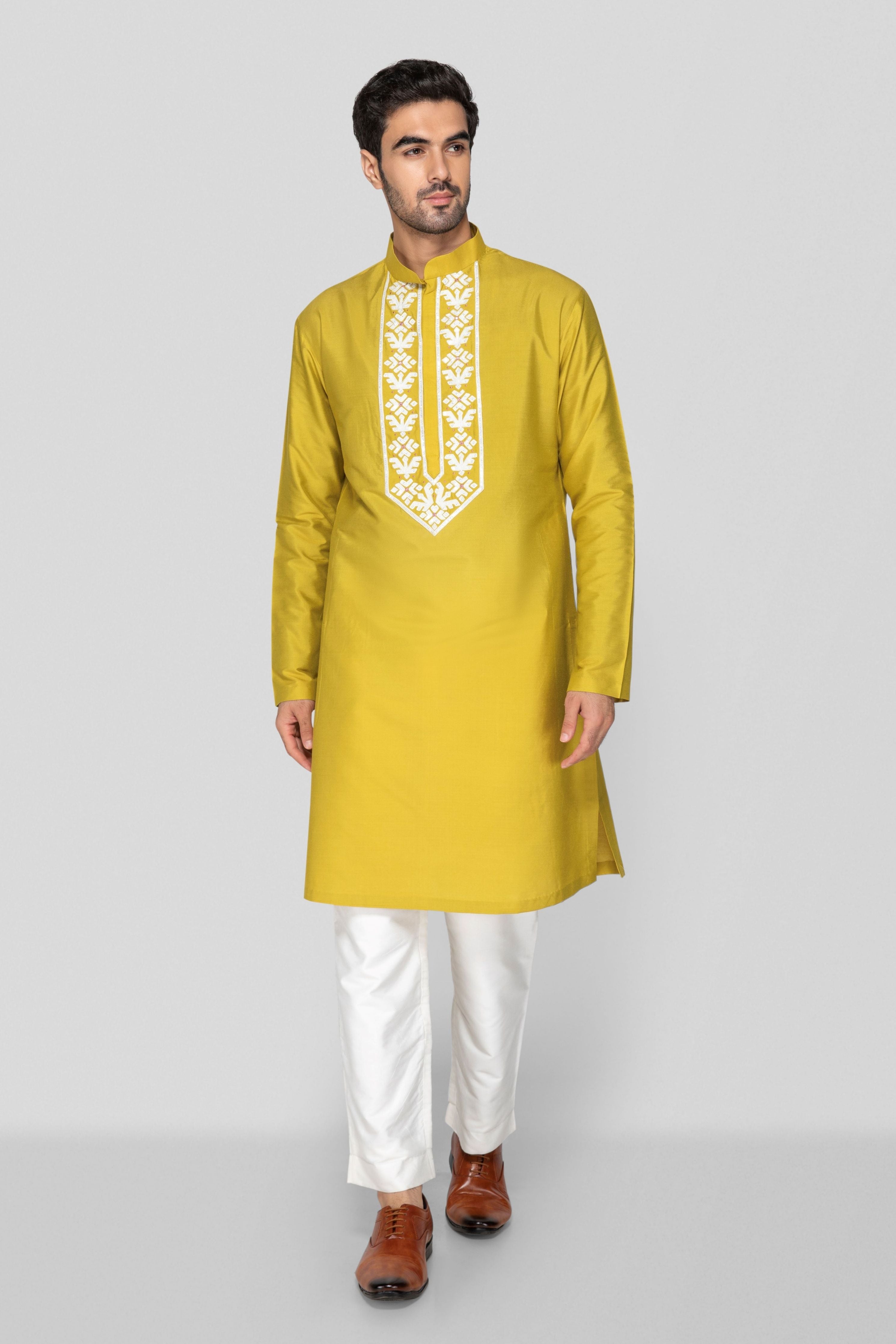 Bright Green Applique Kurta Set