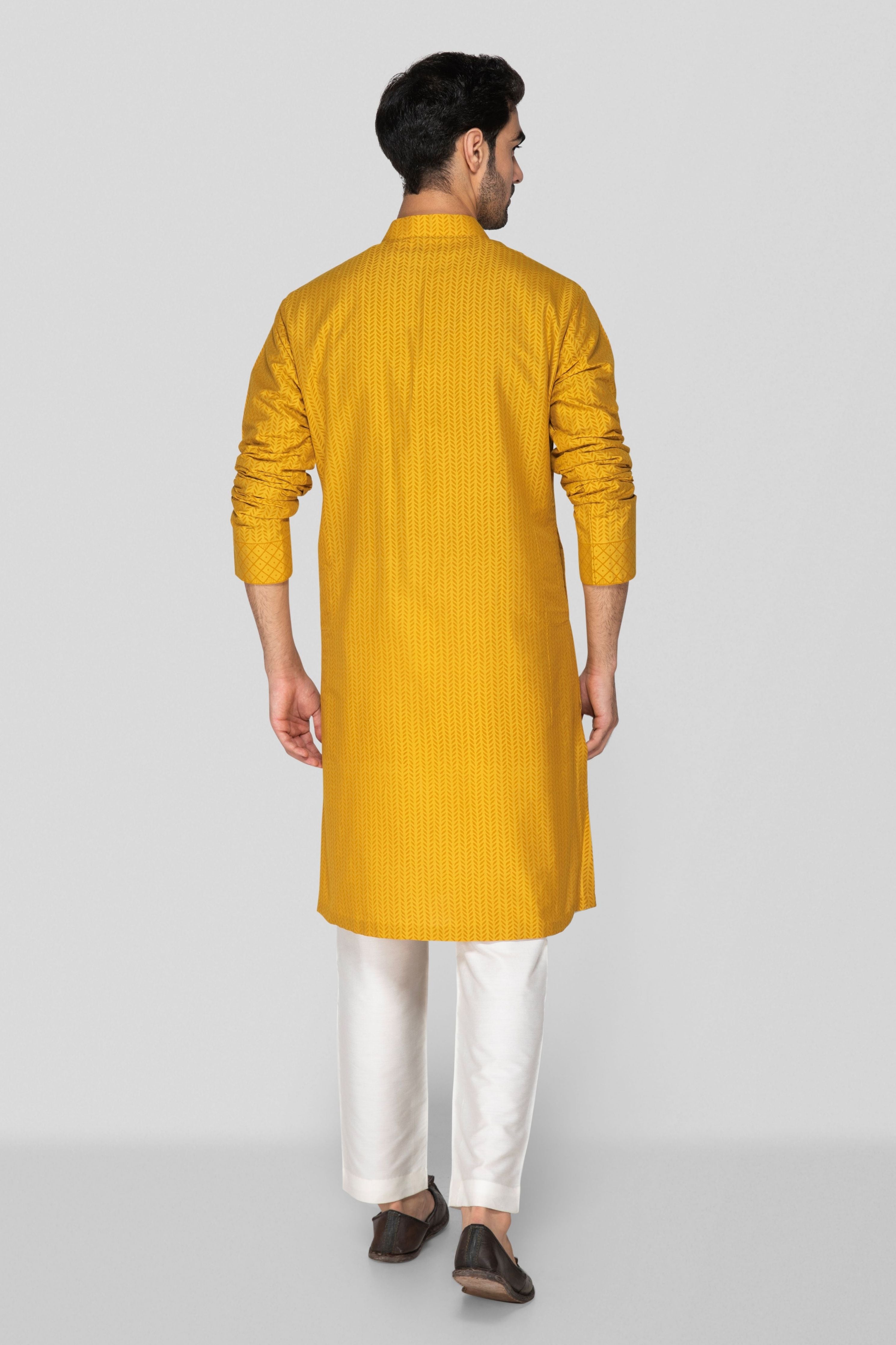 Mustard Yellow Embroidered Yoke Kurta Set