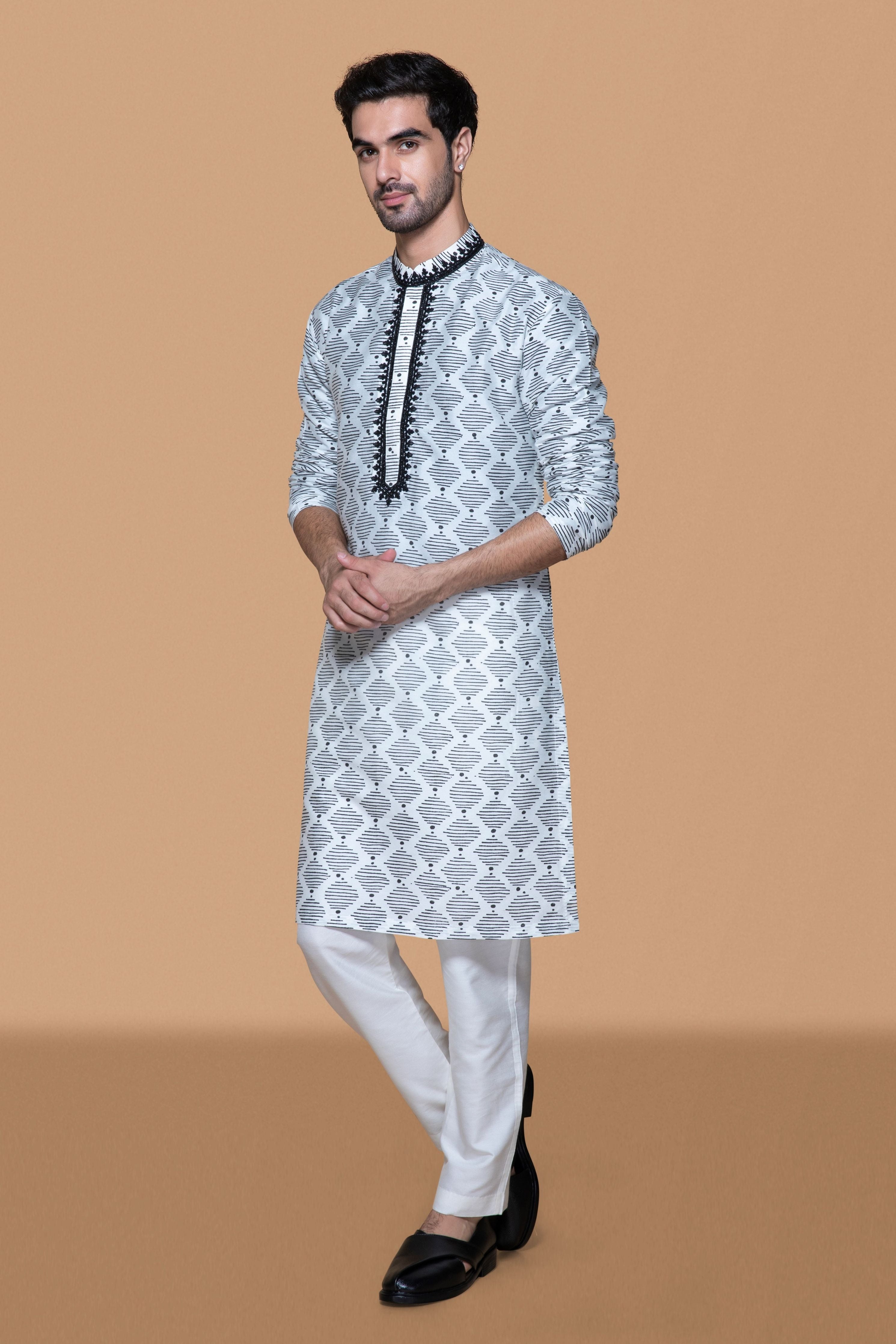 Ivory Hand Block Printed Kurta Set