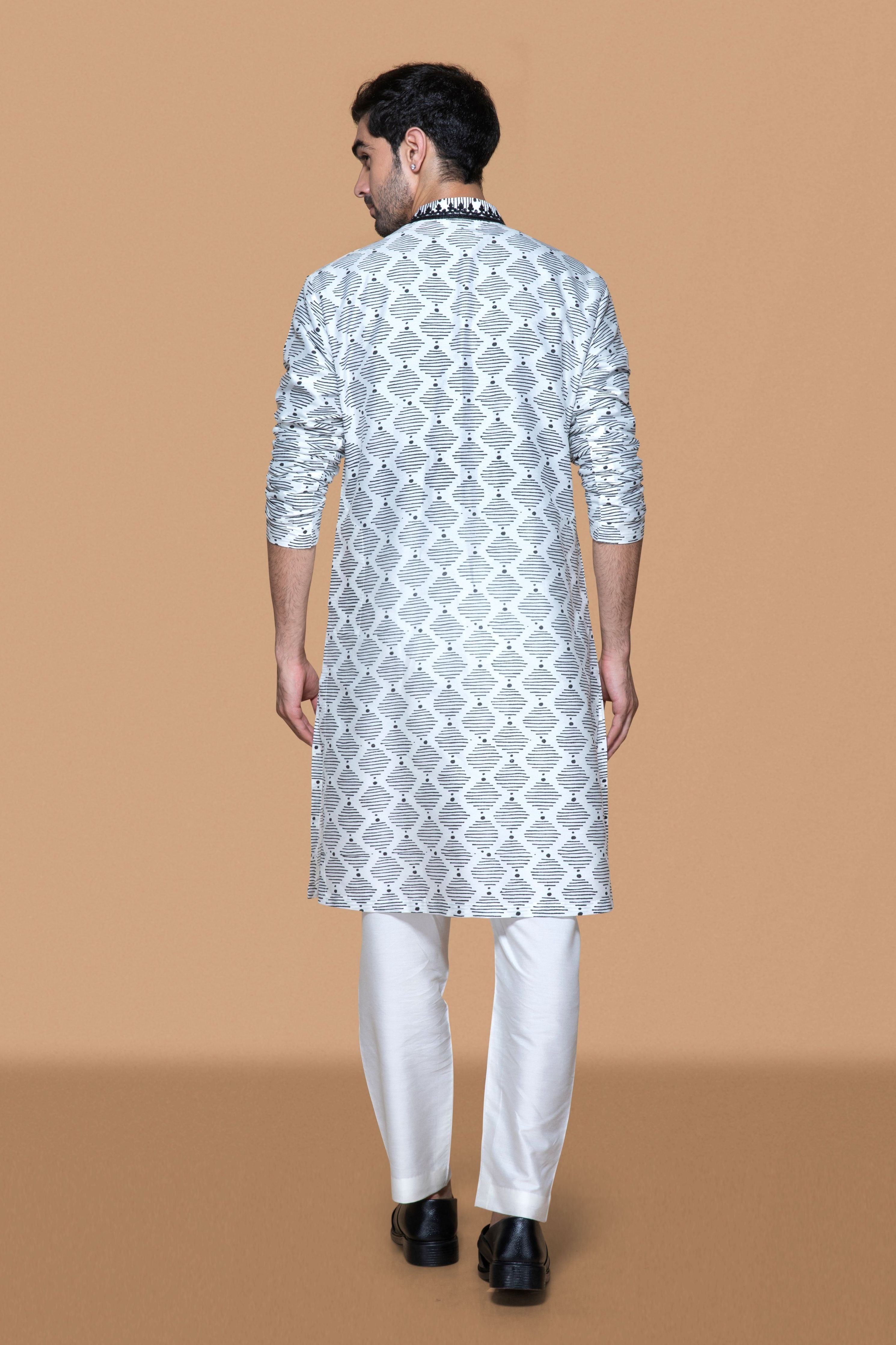 Ivory Hand Block Printed Kurta Set