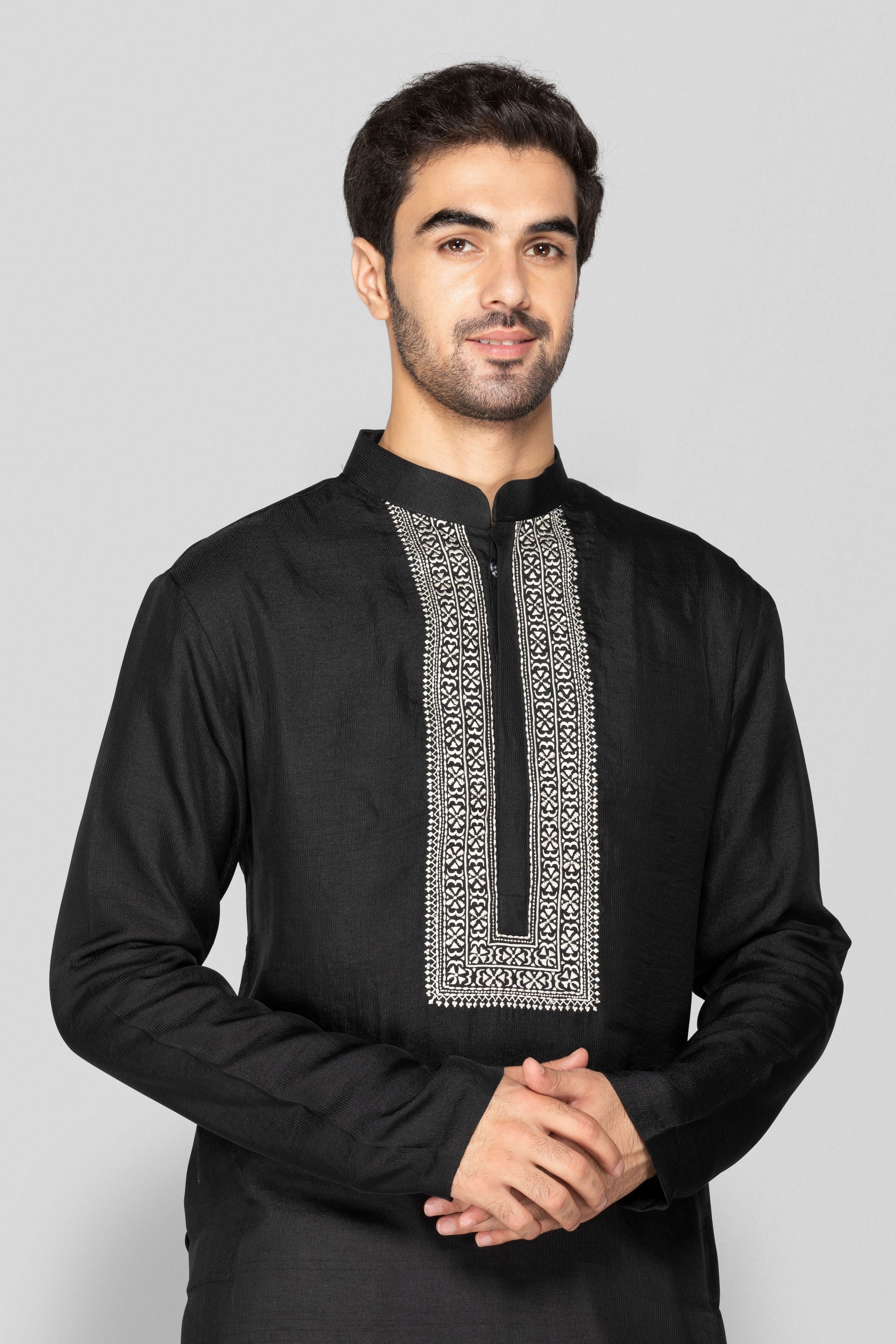 Black Jennifer Silk Kurta Set