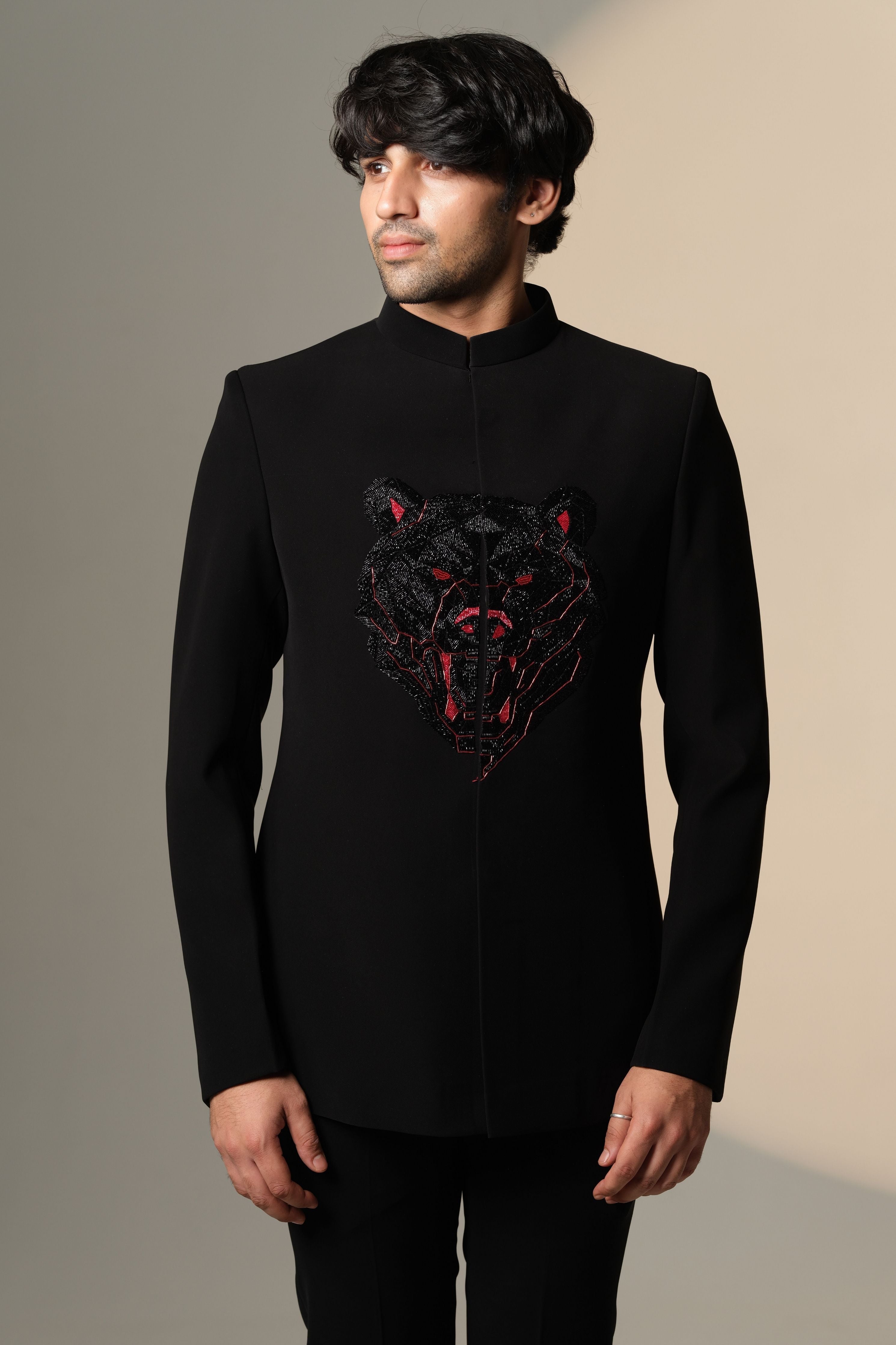 Bandhgala With Bear Red Eyes On Center