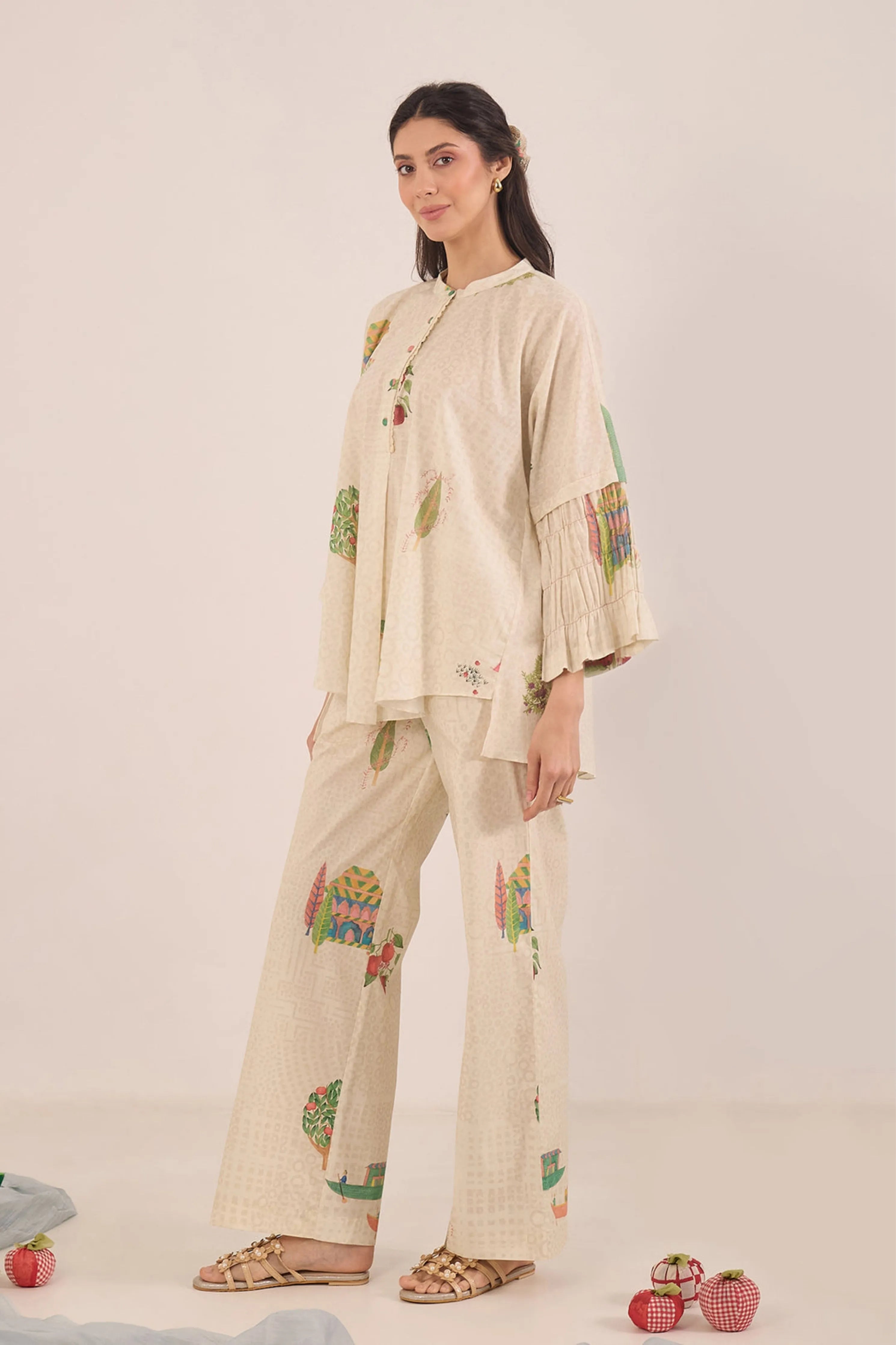 Gulposh Cotton Raglan Sleeve With Boat Pant Co-Ord Set