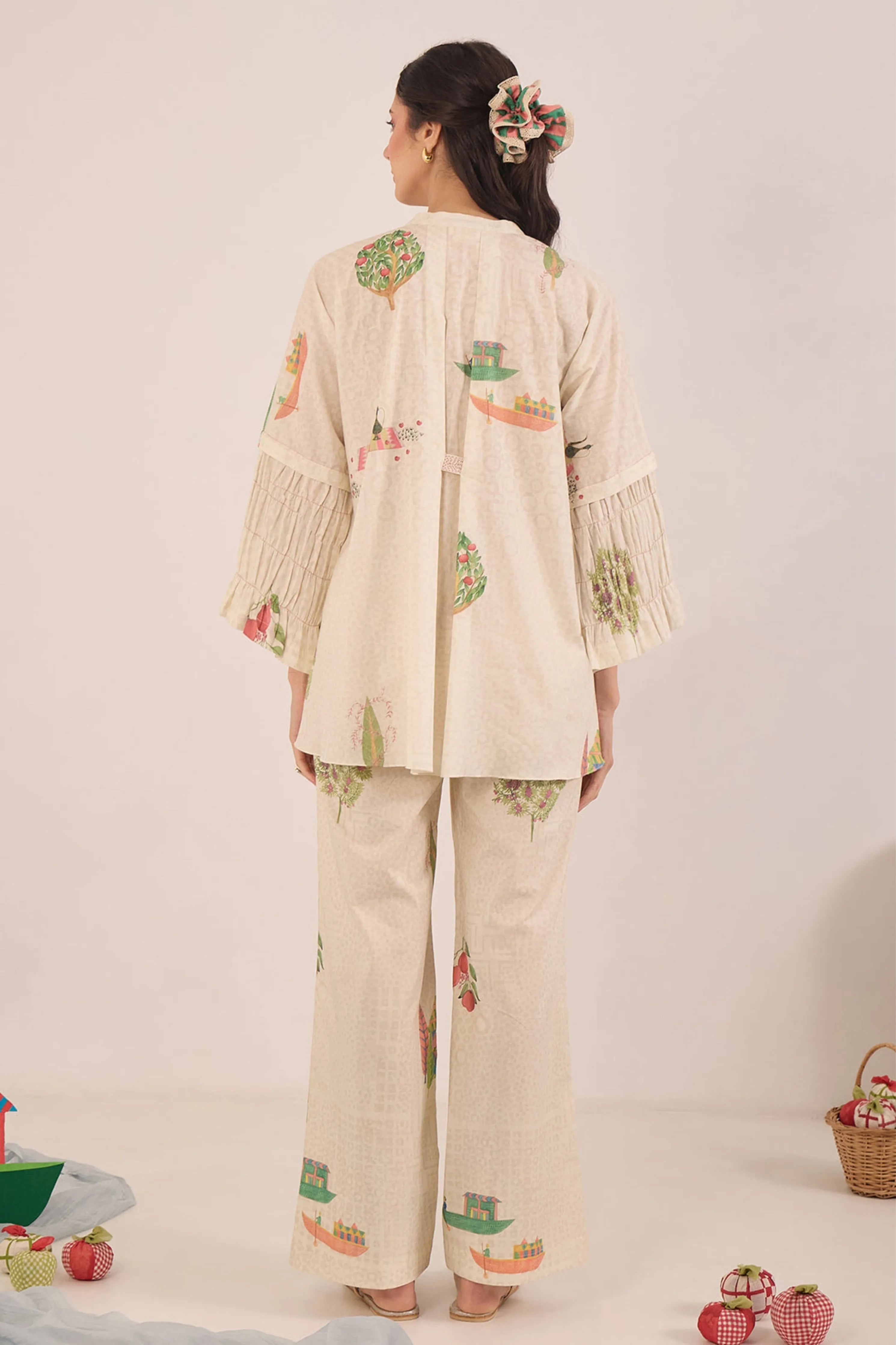 Gulposh Cotton Raglan Sleeve With Boat Pant Co-Ord Set
