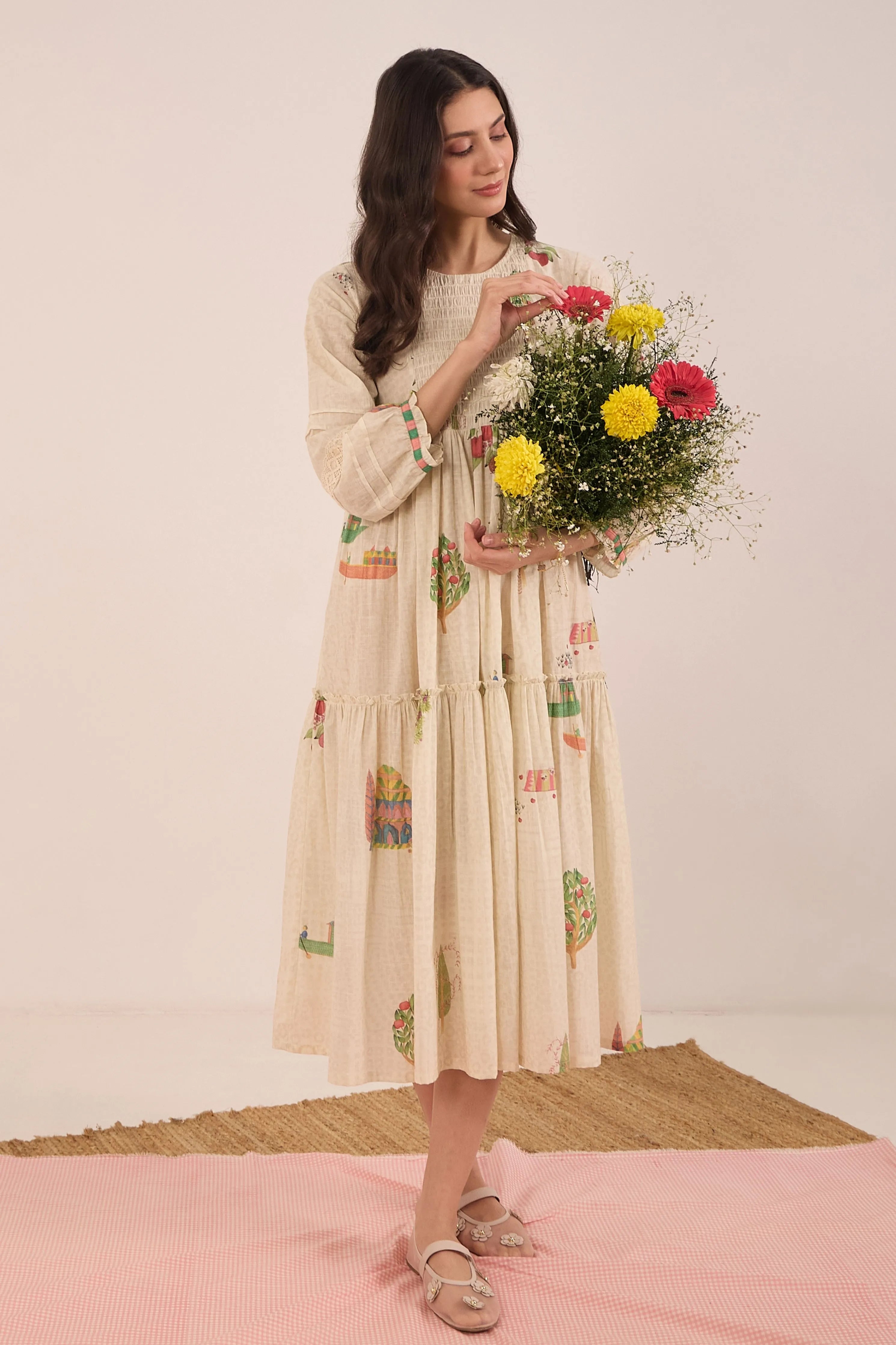 Gulposh Smocking Midi Dress