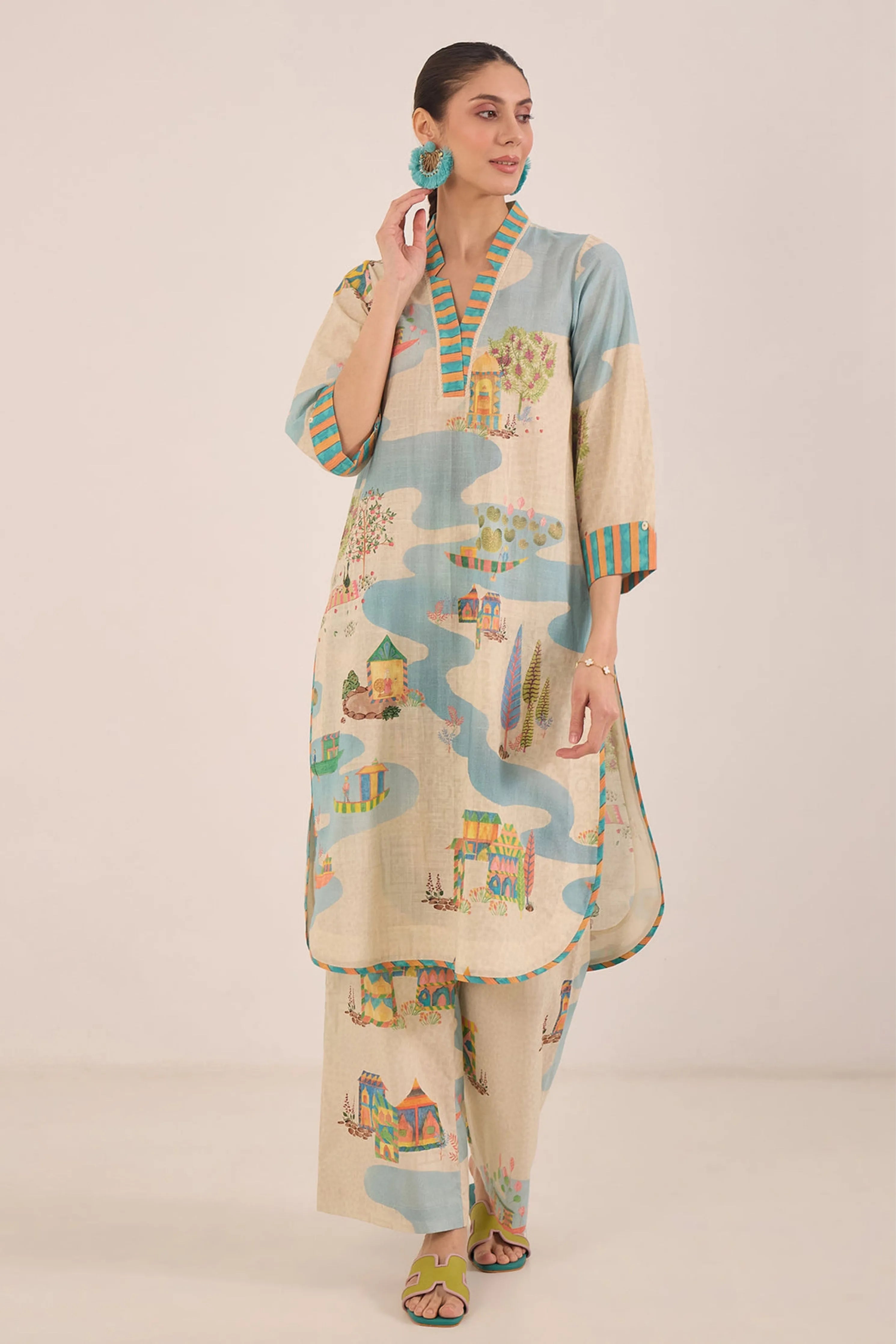 Safar V-Neck Kurta Co-Ord Set