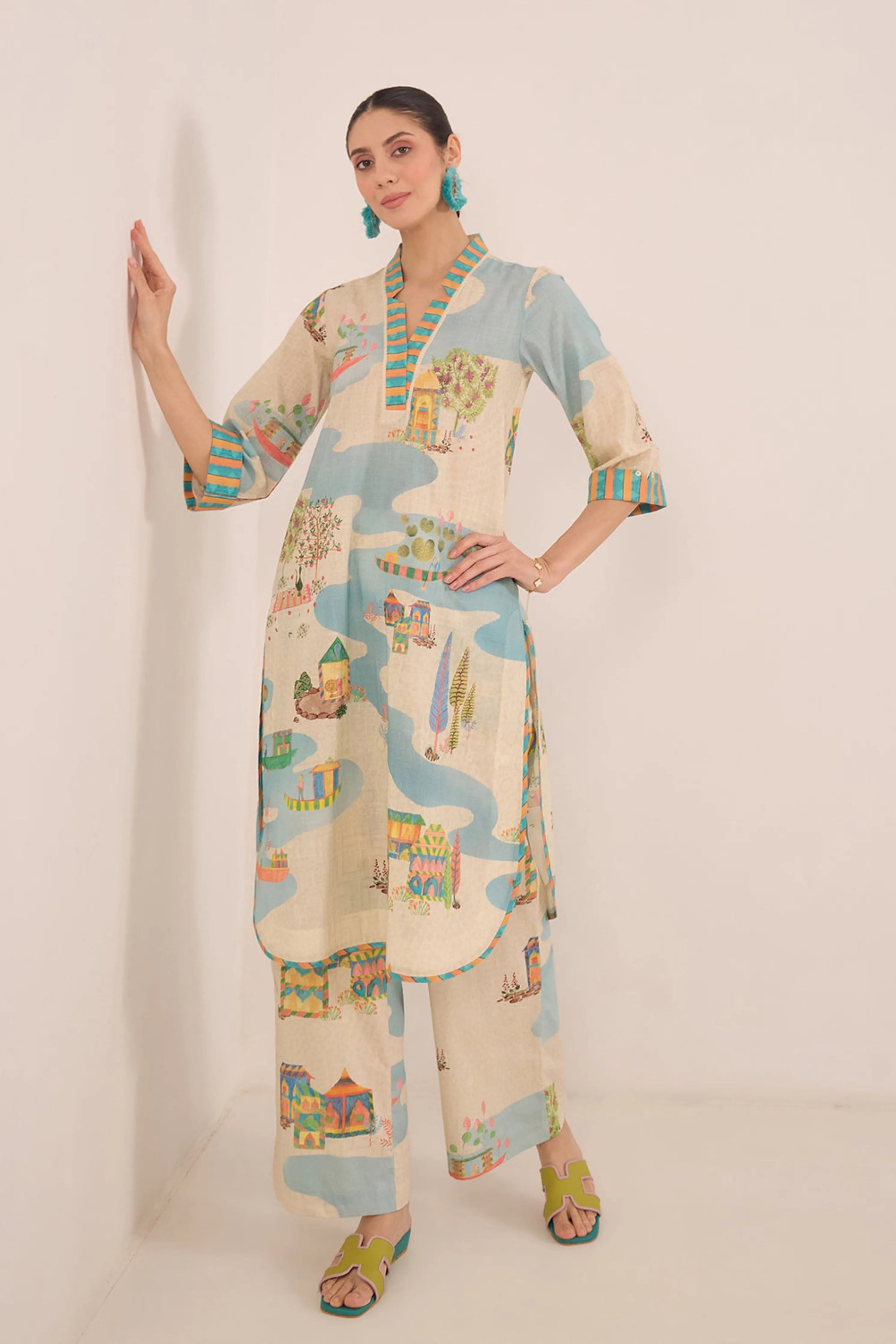Safar V-Neck Kurta Co-Ord Set