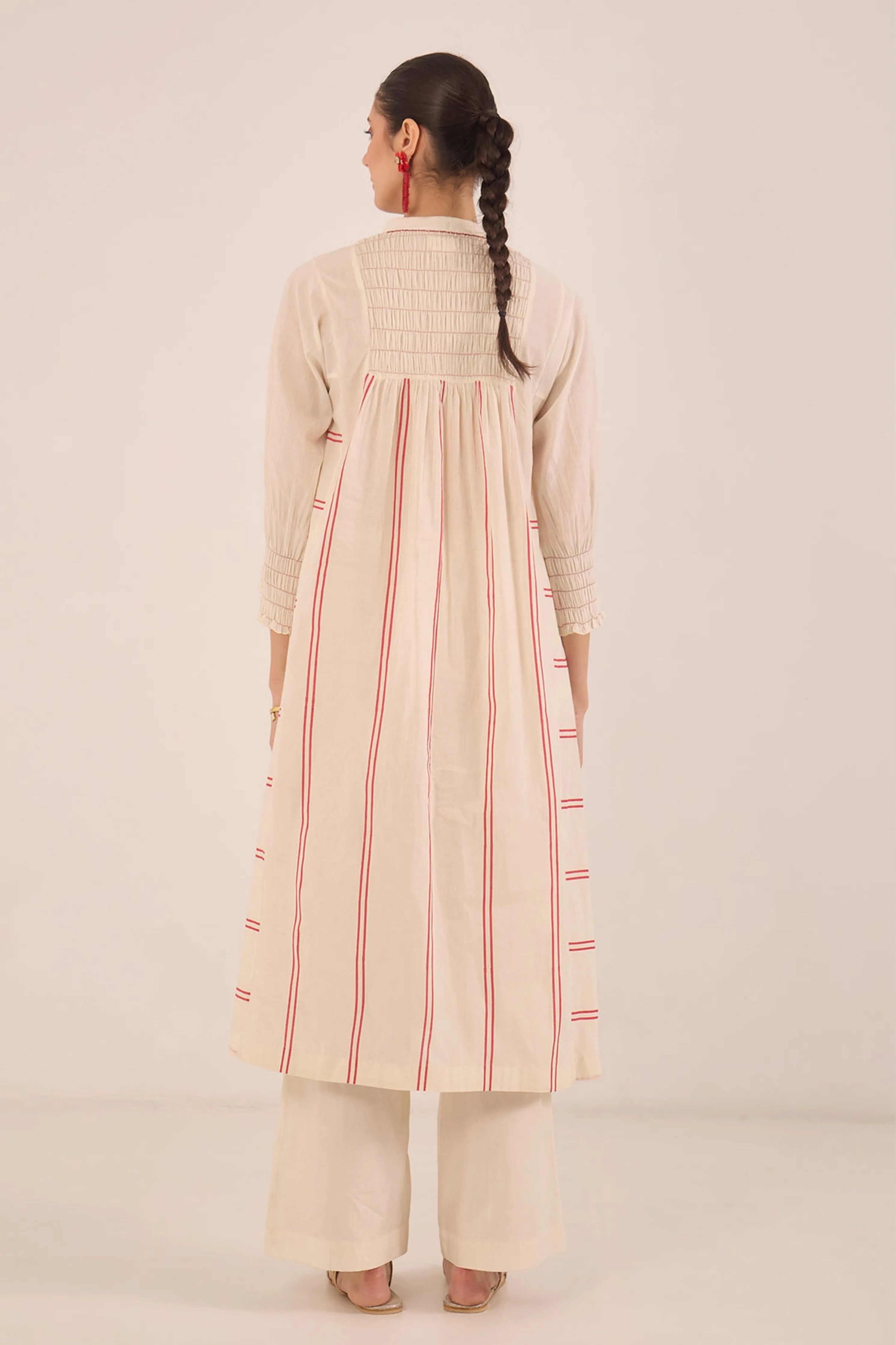 Zoon Ivory Bead Stripe Kurta Set
