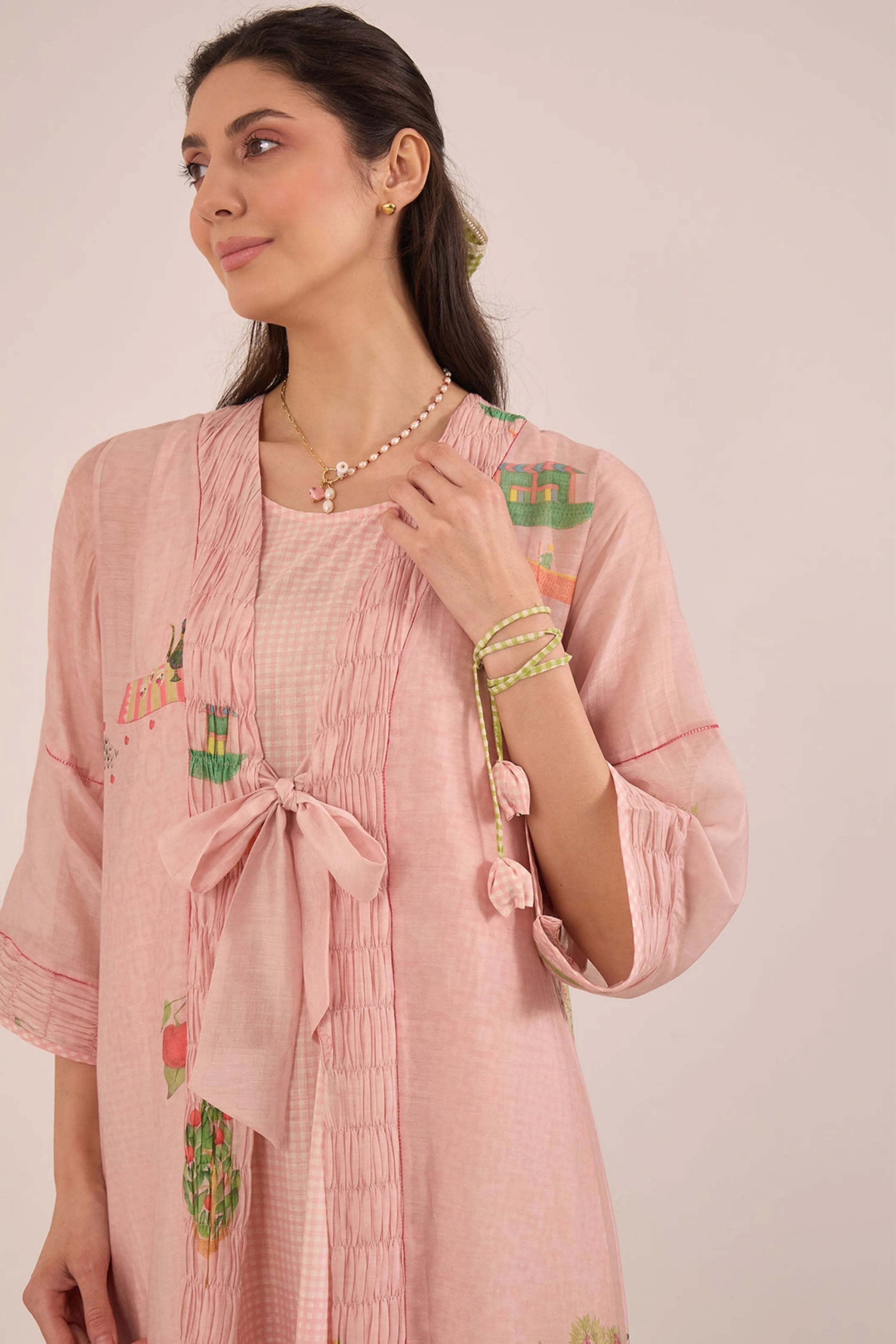 Gulposh Pleated Jacket Dress