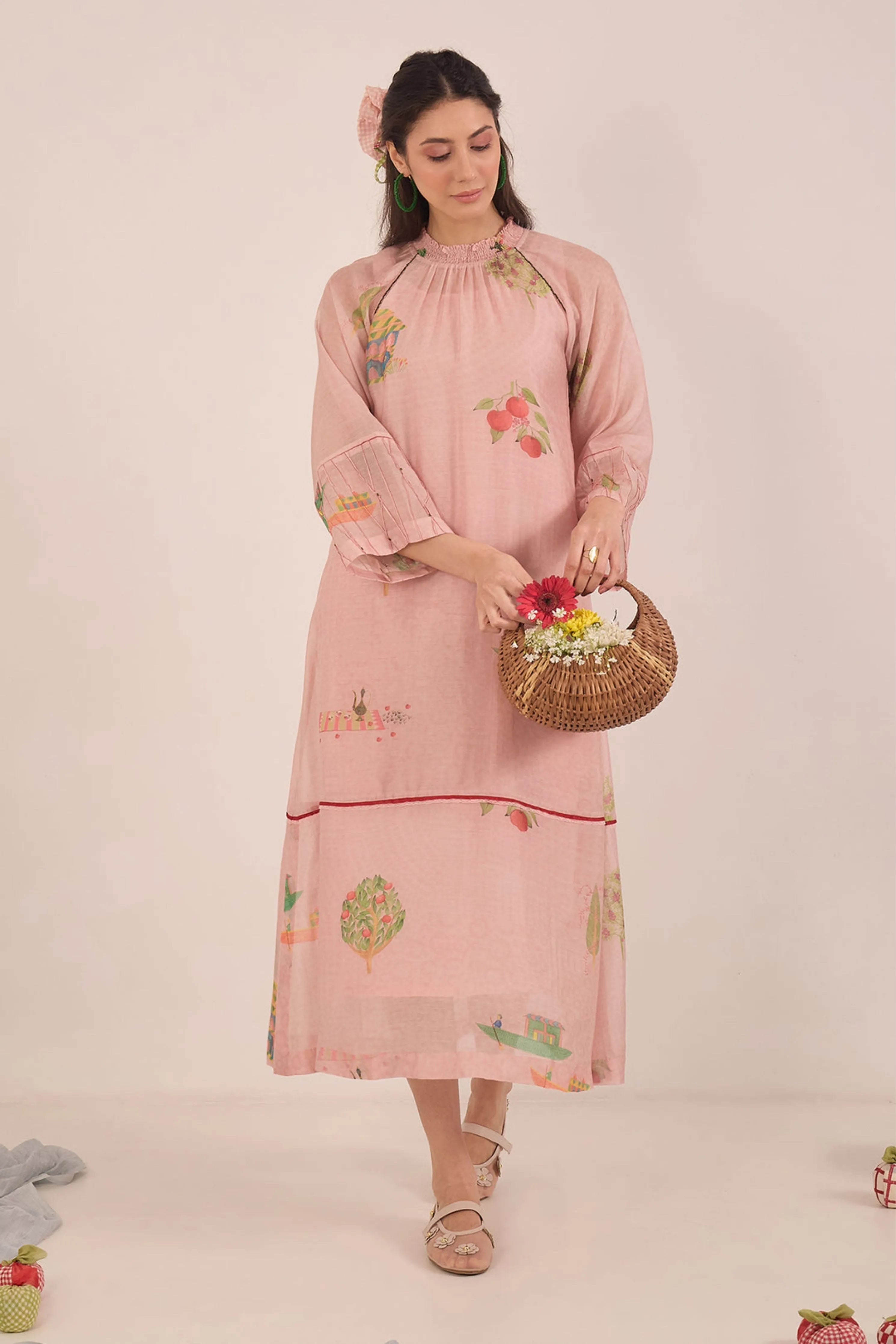 Gulposh Silk Raglan Dress