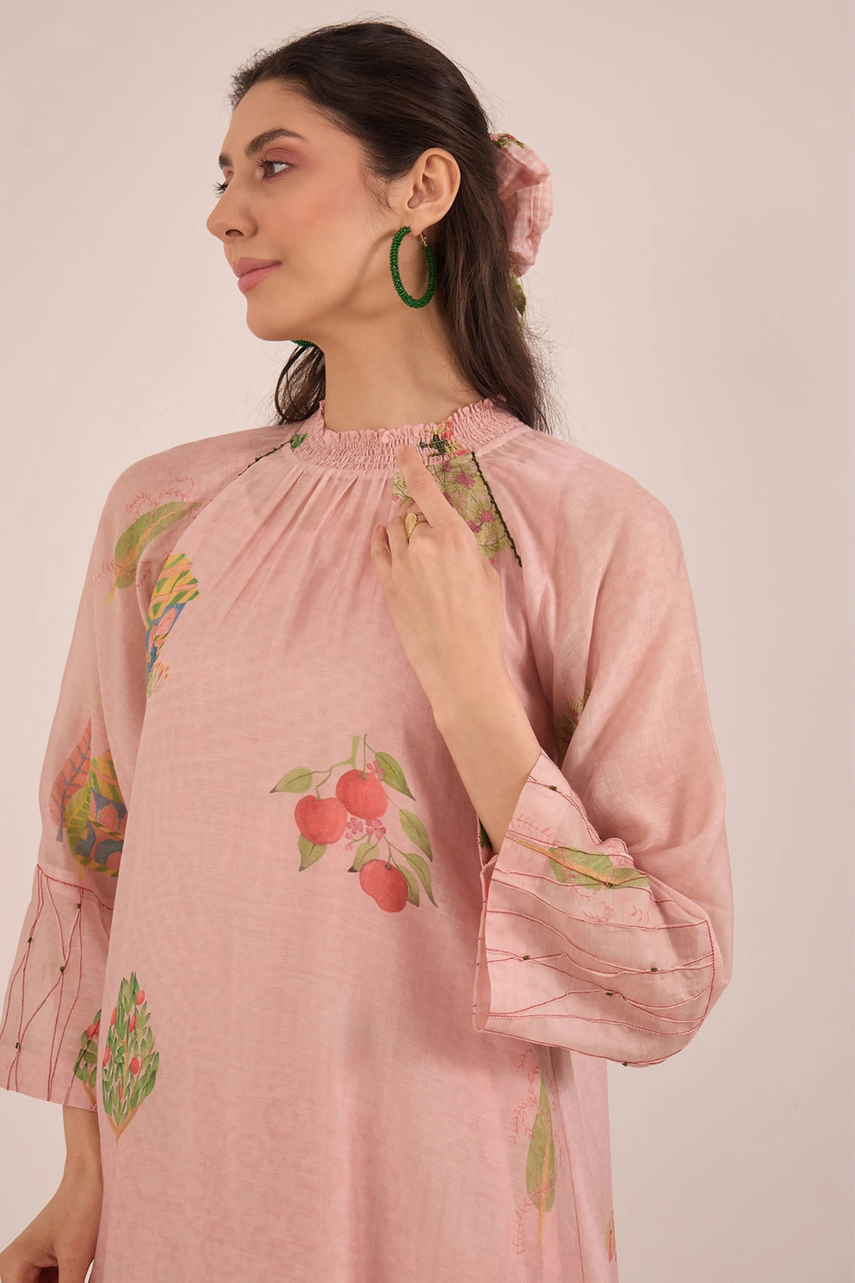 Gulposh Silk Raglan Dress
