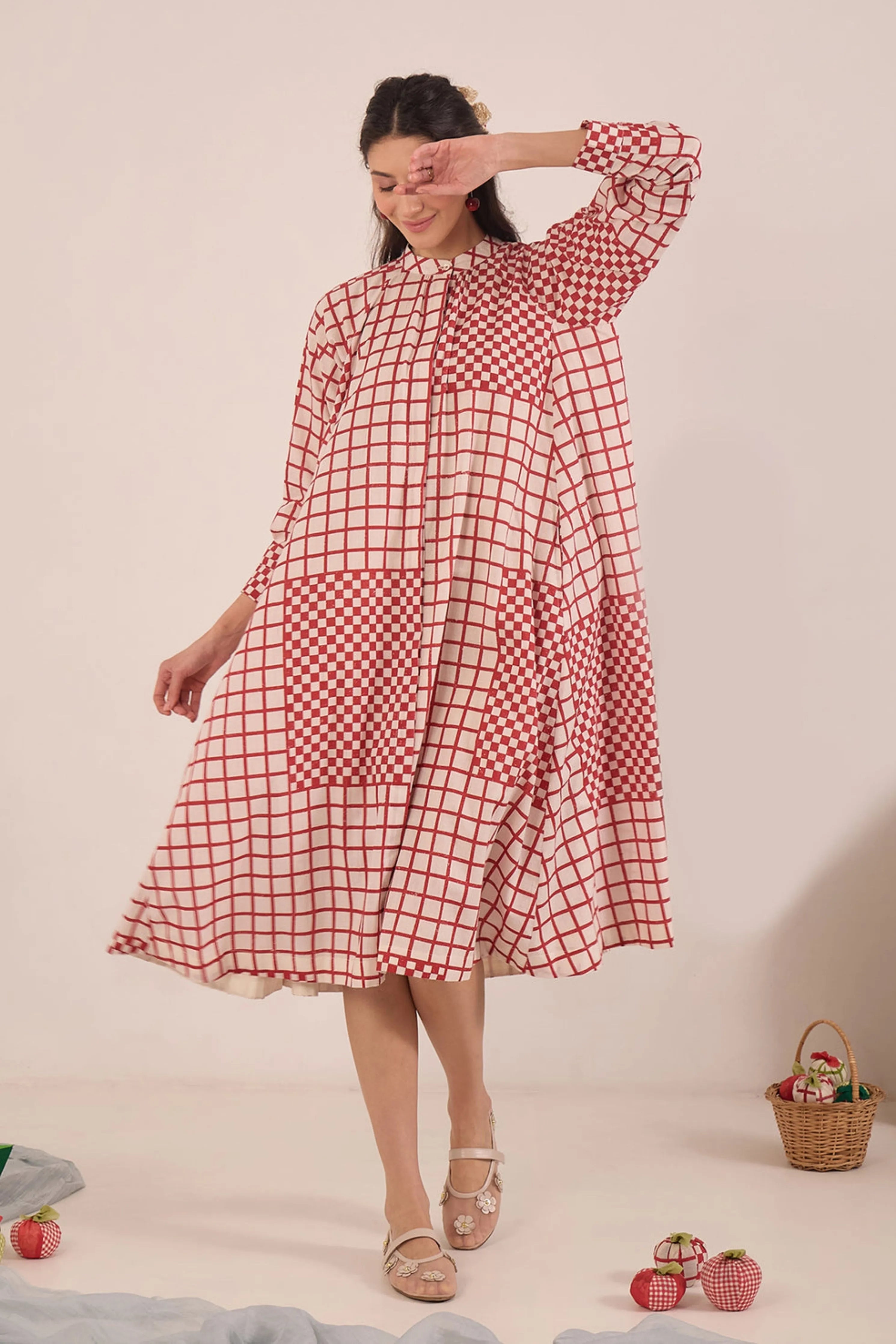 Aarol Check Midi Dress