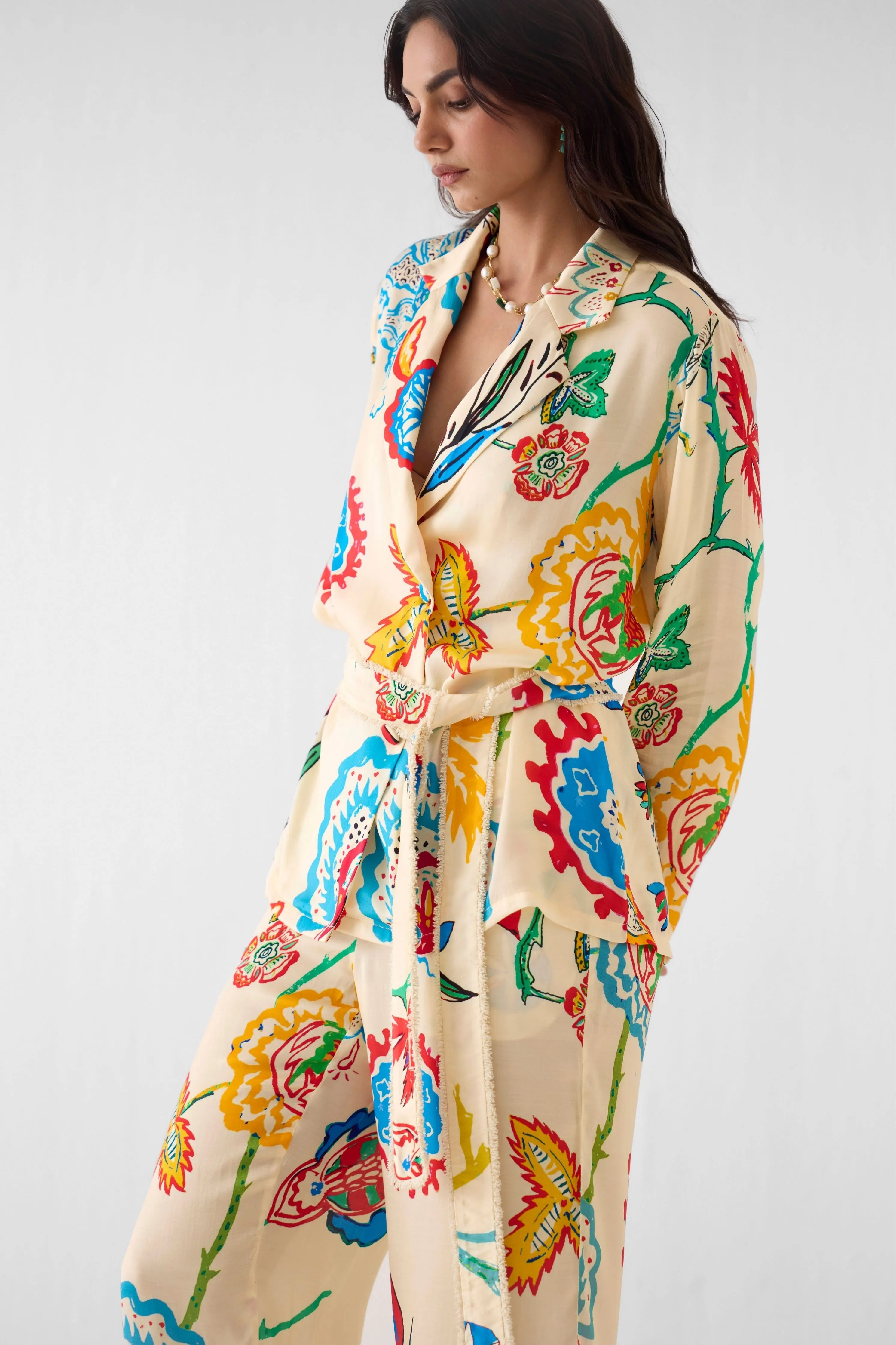 Sanganer Blazer Shirt & Trousers Co-Ord Set