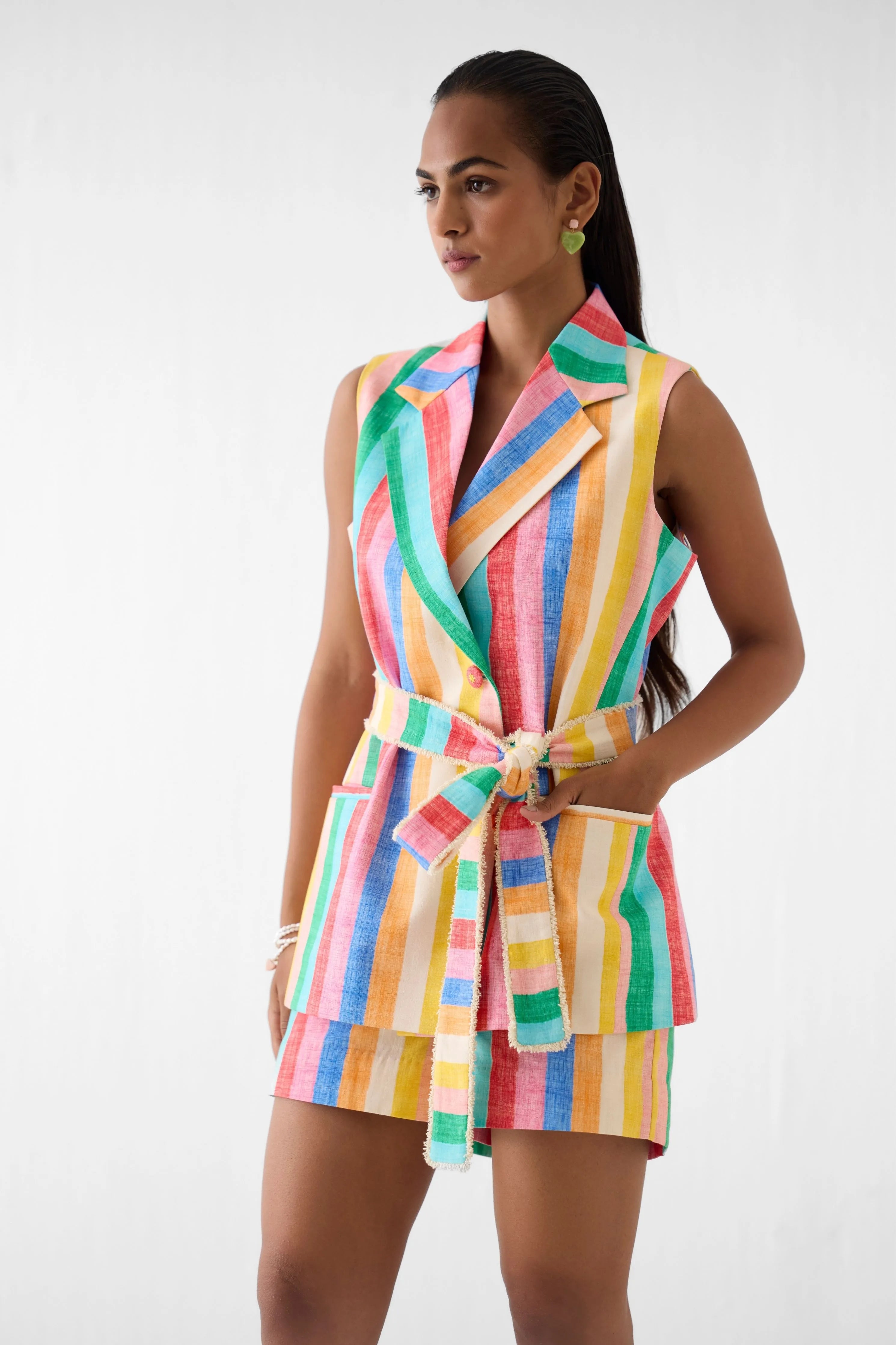 Leher Blazer And Shorts Co-Ord Set