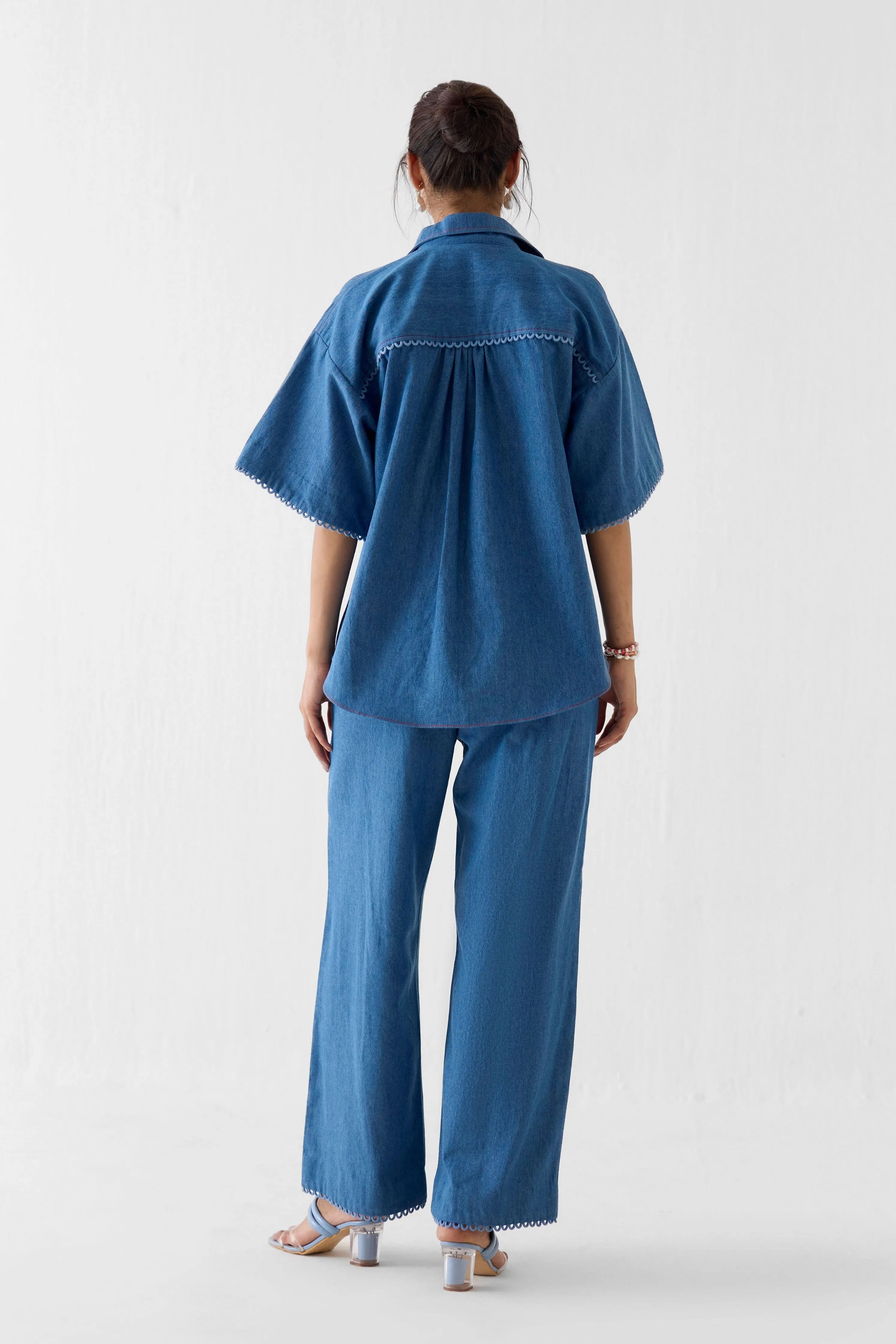 Indigo Patchwork Shirt & Trousers Co-Ord Set