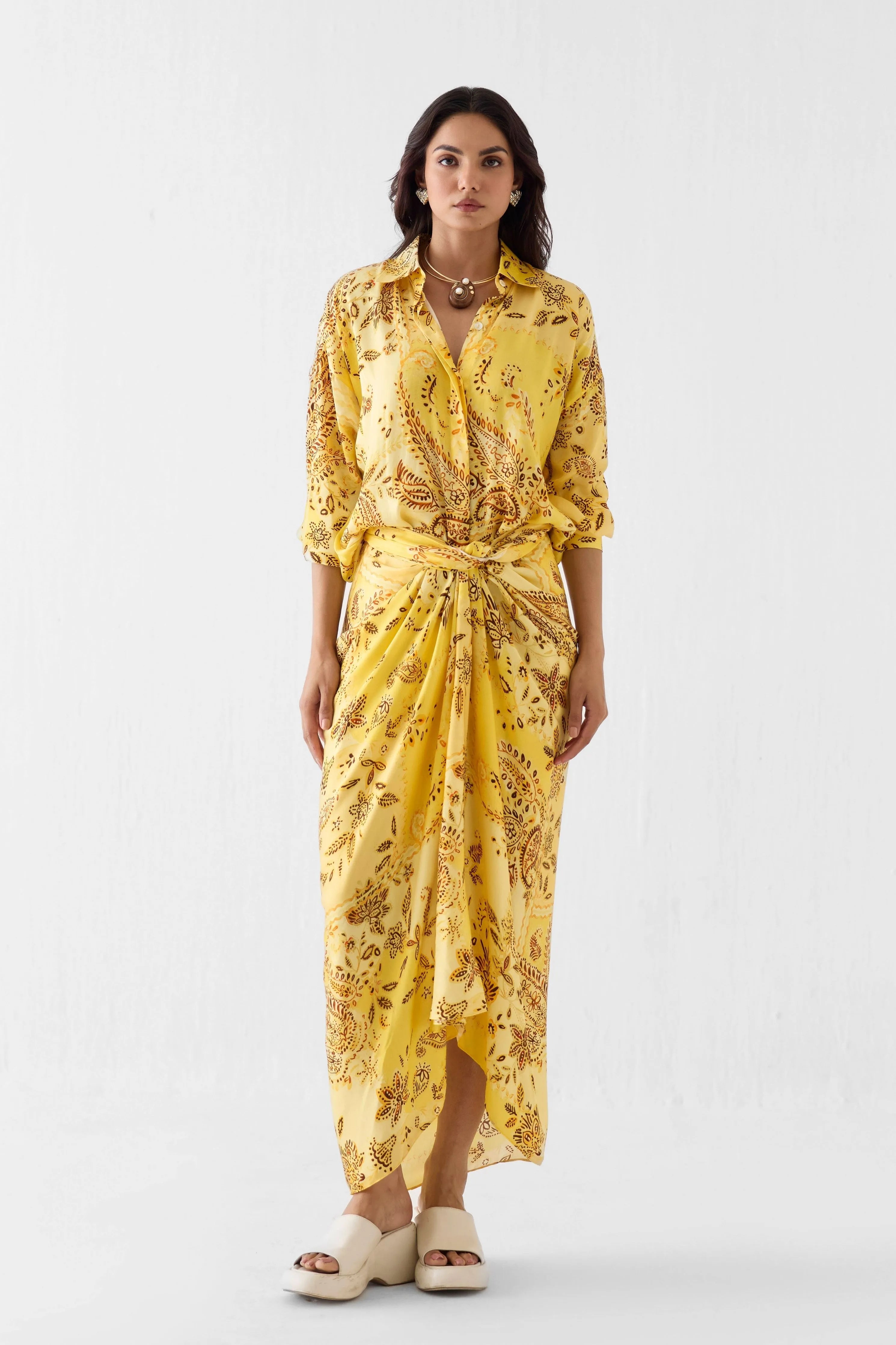 Ambi Draped Shirt Dress