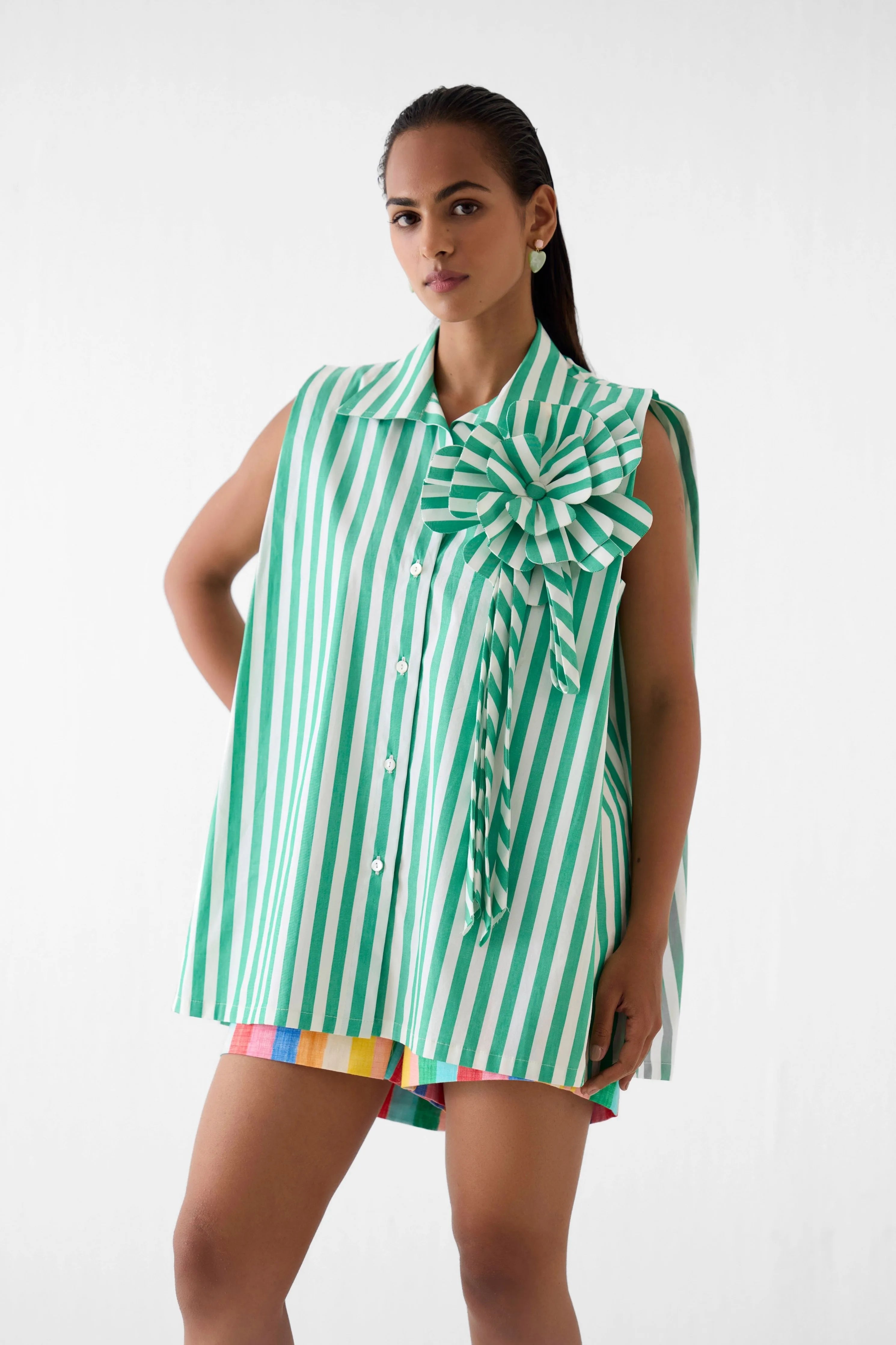 Mint Shirt With Flower
