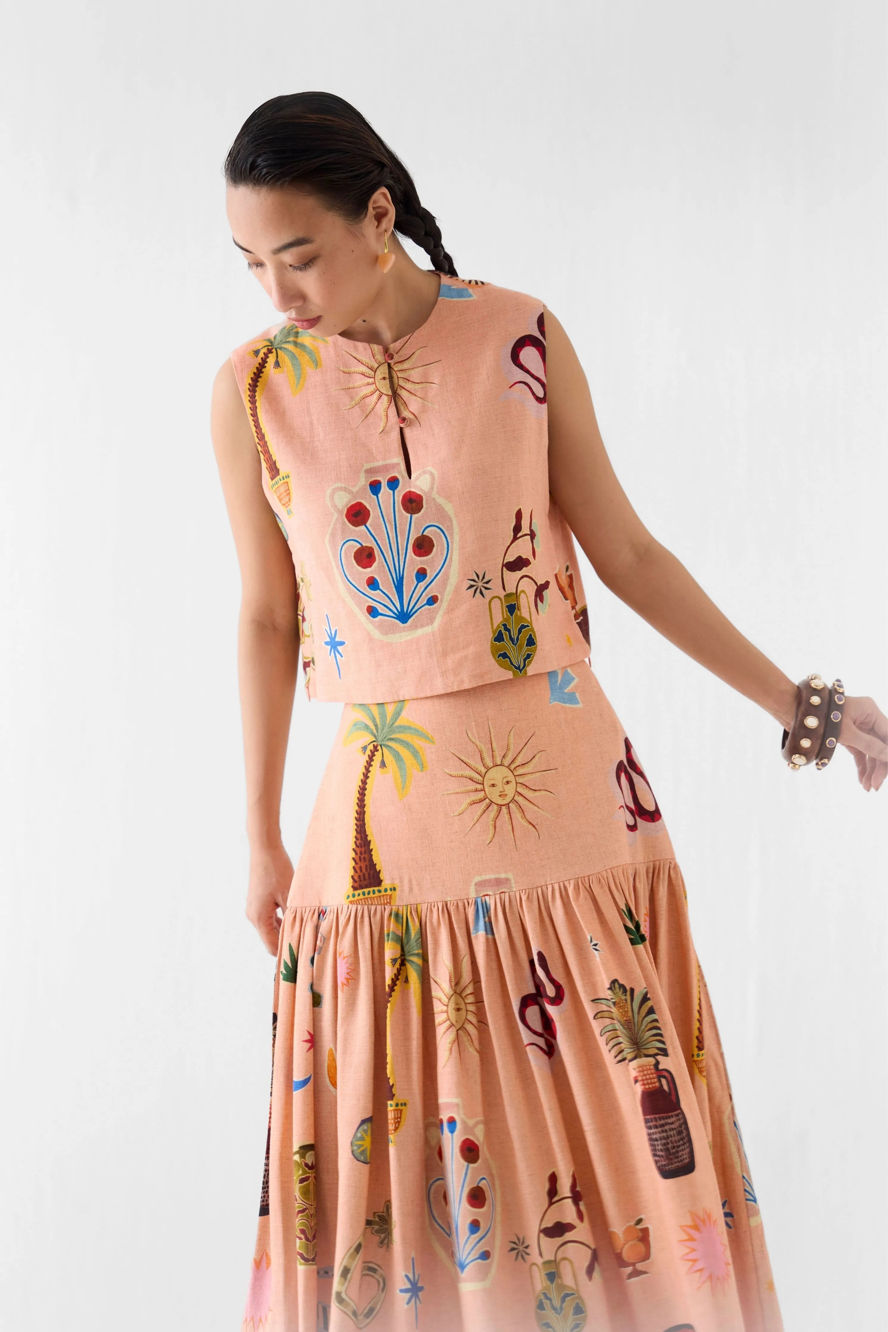 Pottery Crop Top & Gathered Skirt