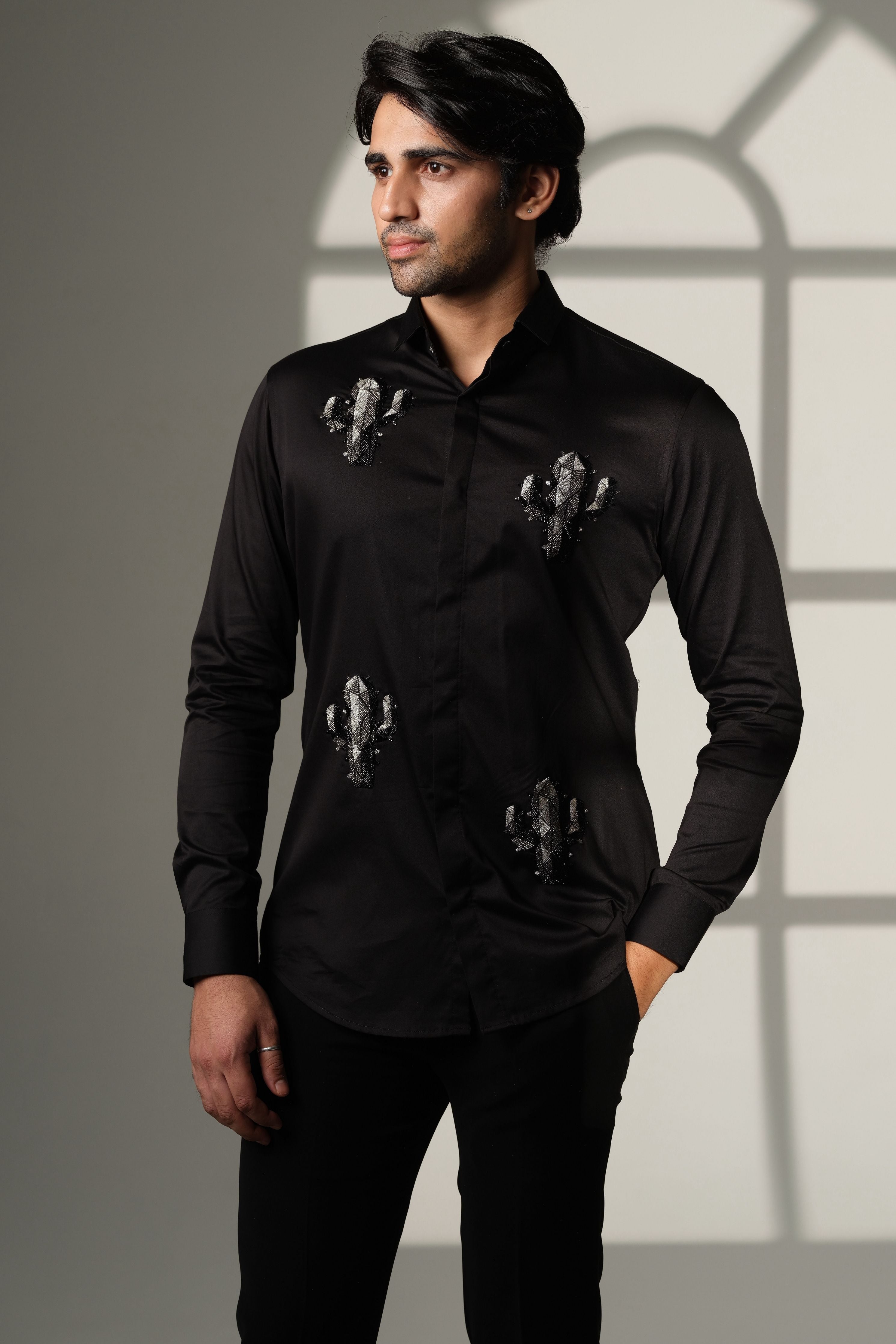 Black Shirt With Cactus Quartet