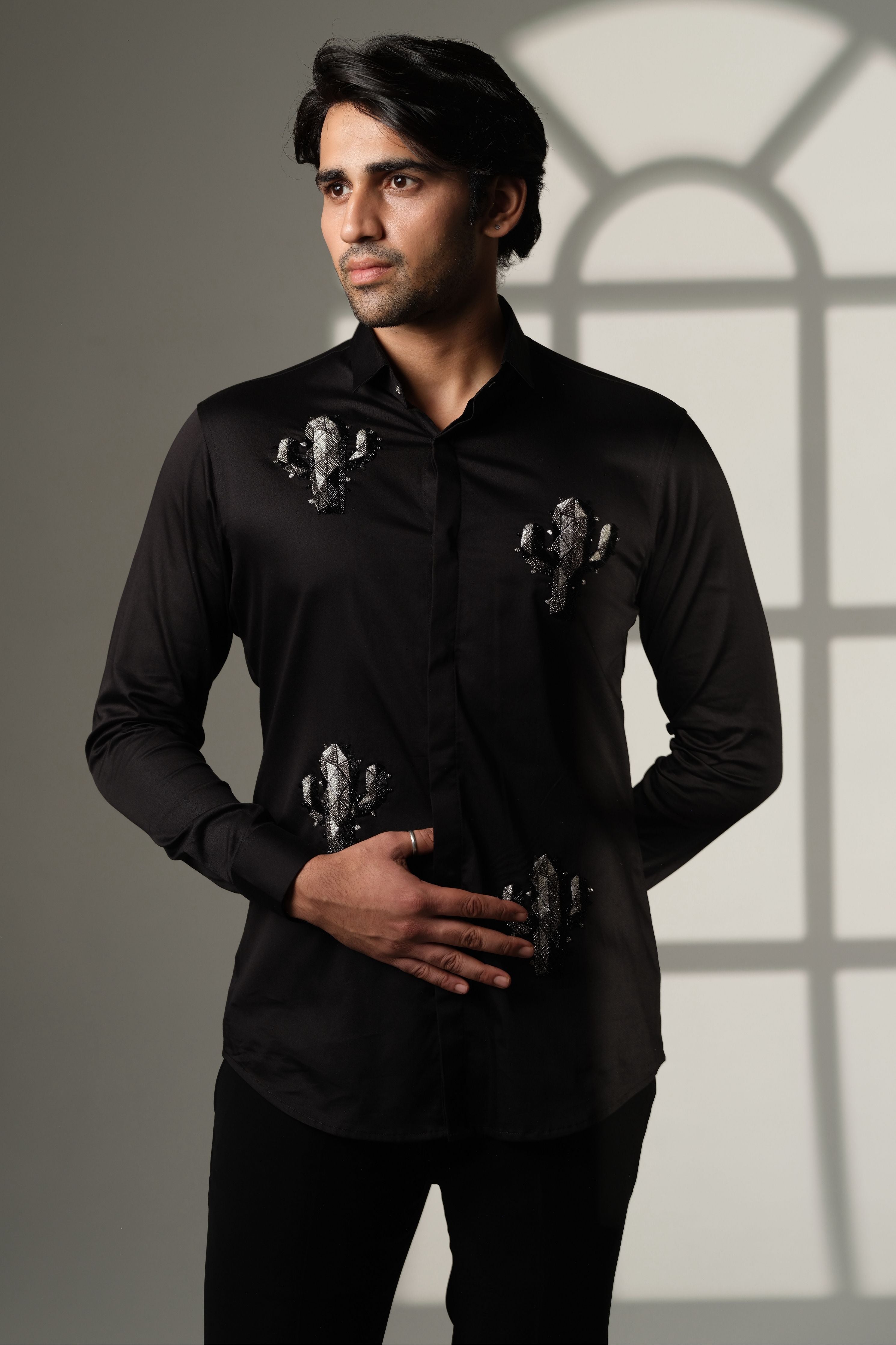 Black Shirt With Cactus Quartet