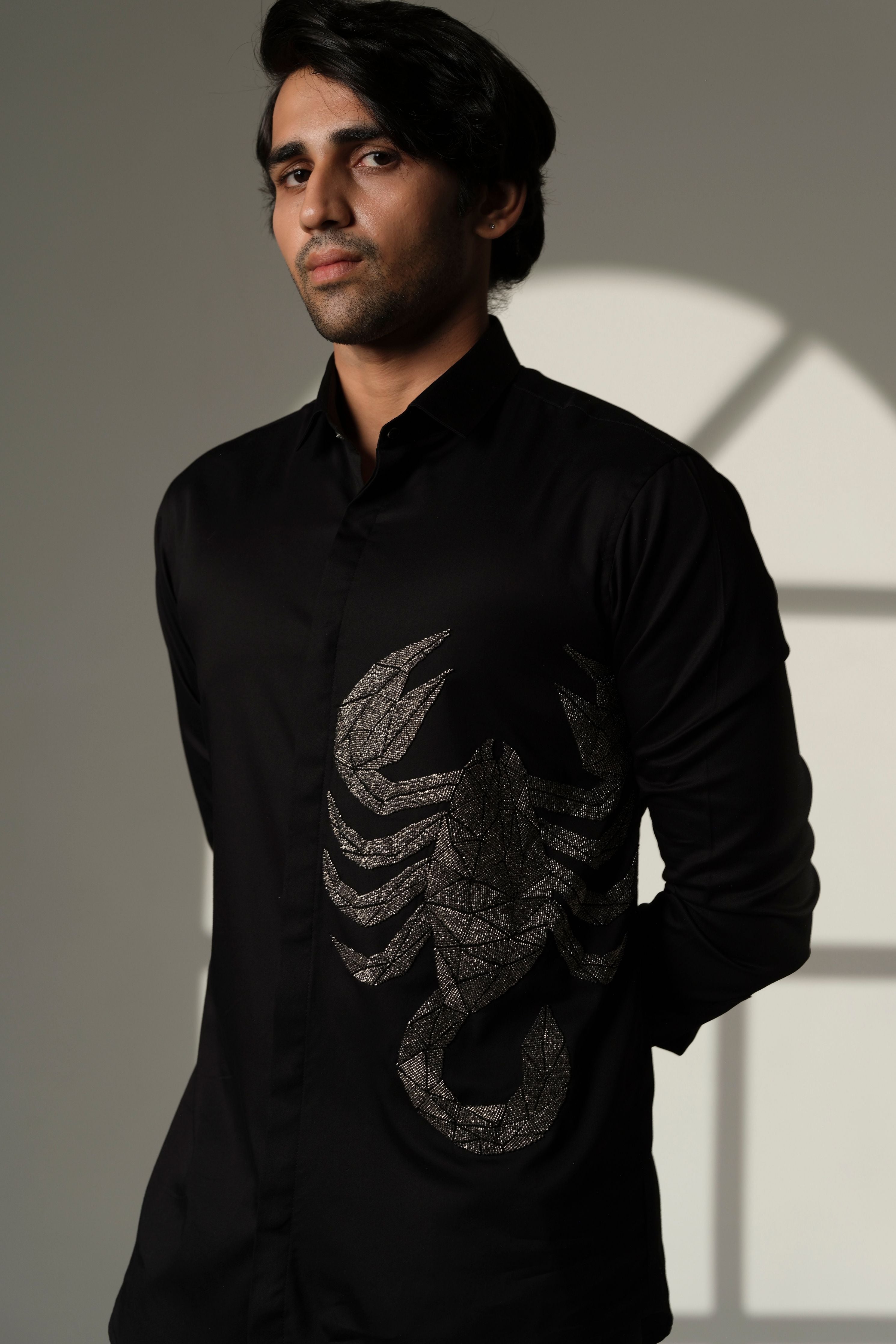 Black Shirt With Gun Metal Scorpion