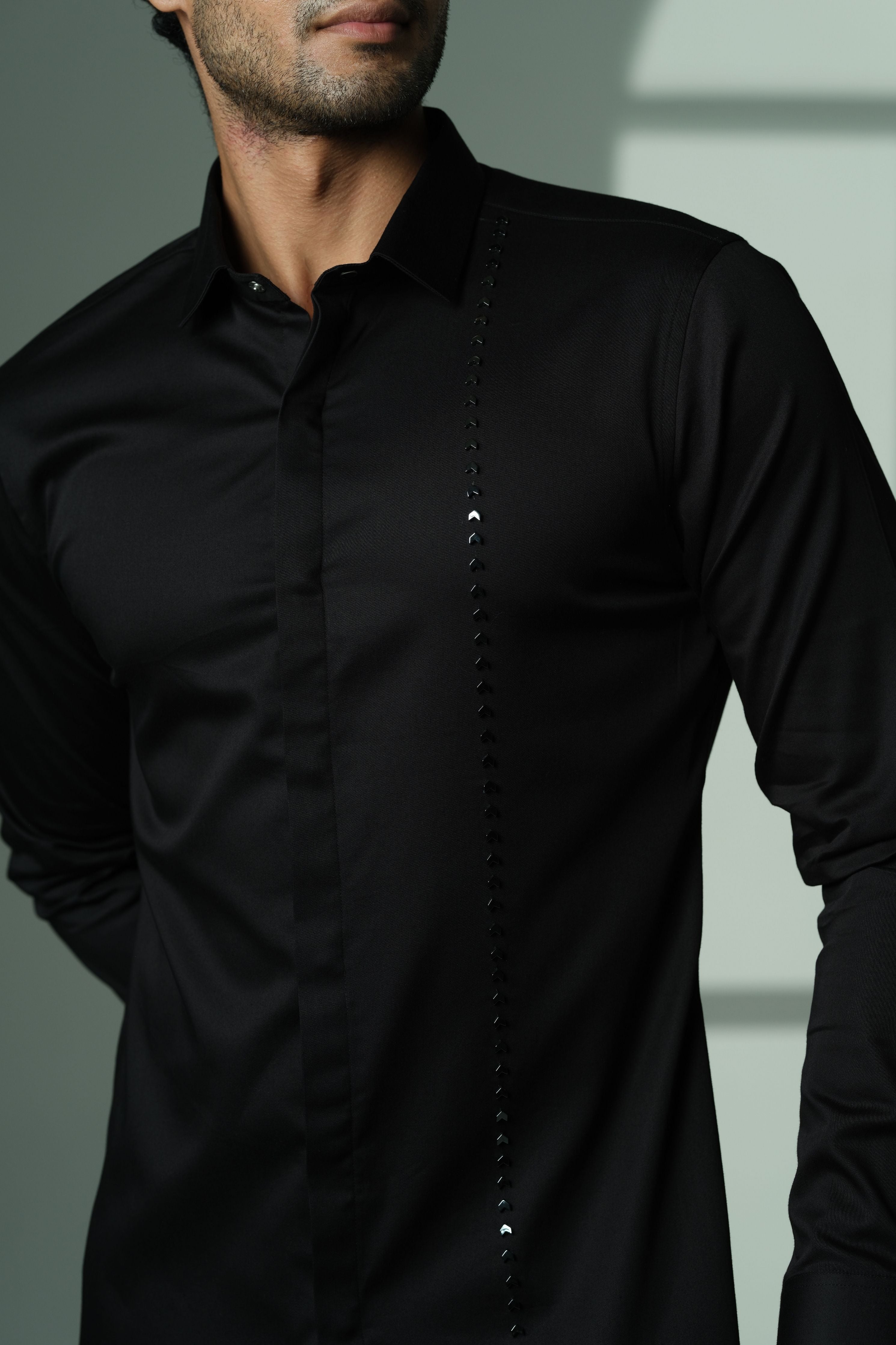 Black Shirt With Single Arrow Lines