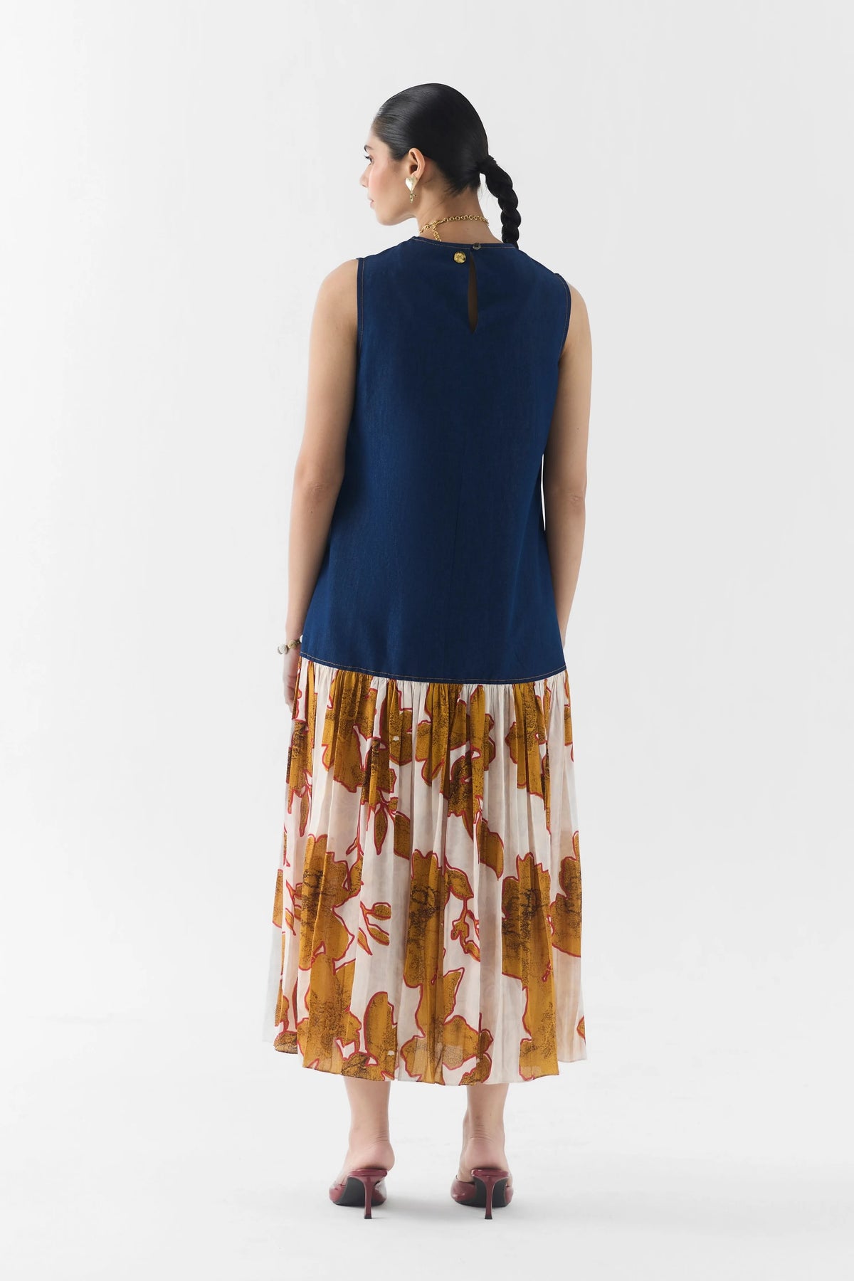 Elara Denim A-Line Dress