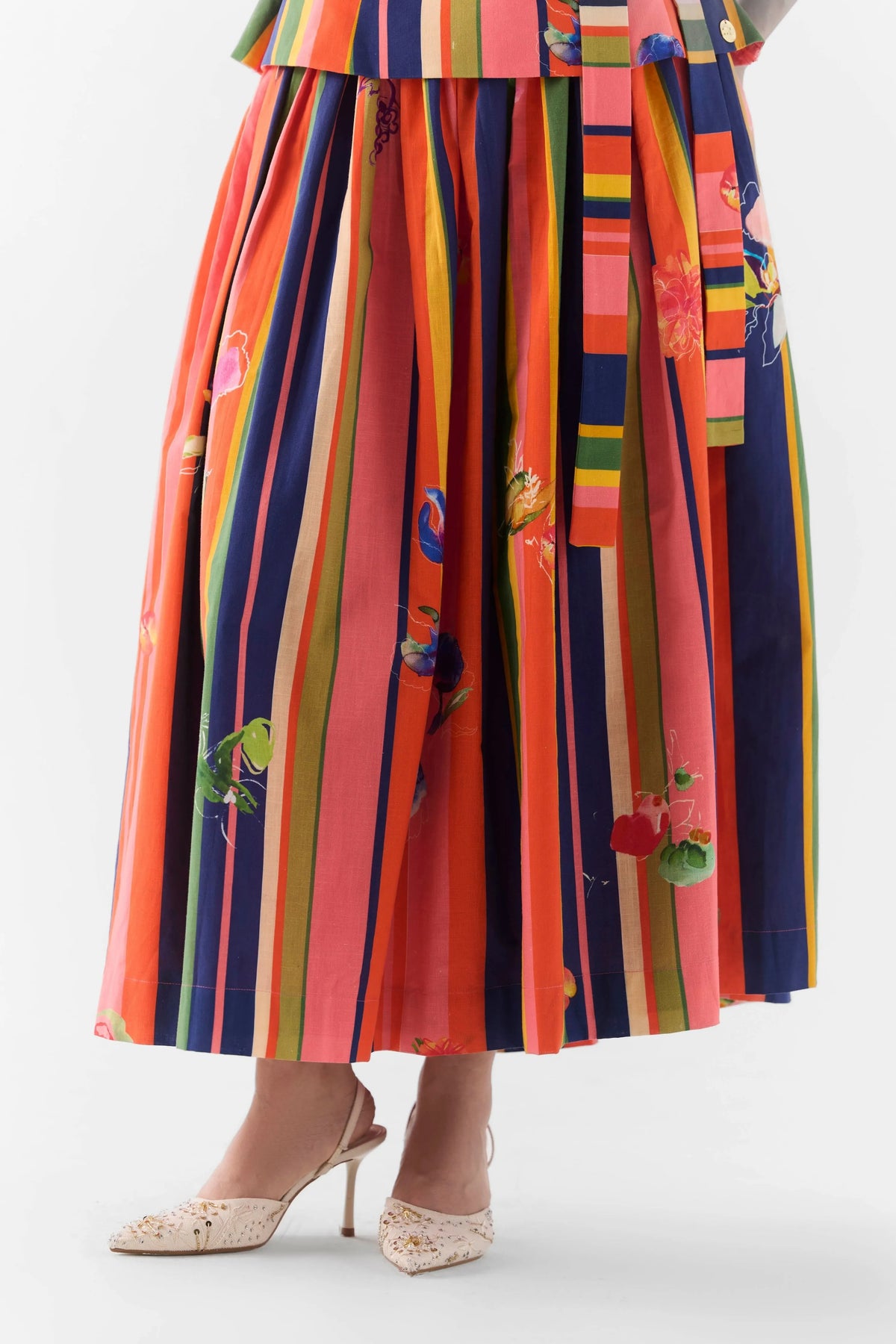 Pink Barcode Off Shoulder Top & Skirt