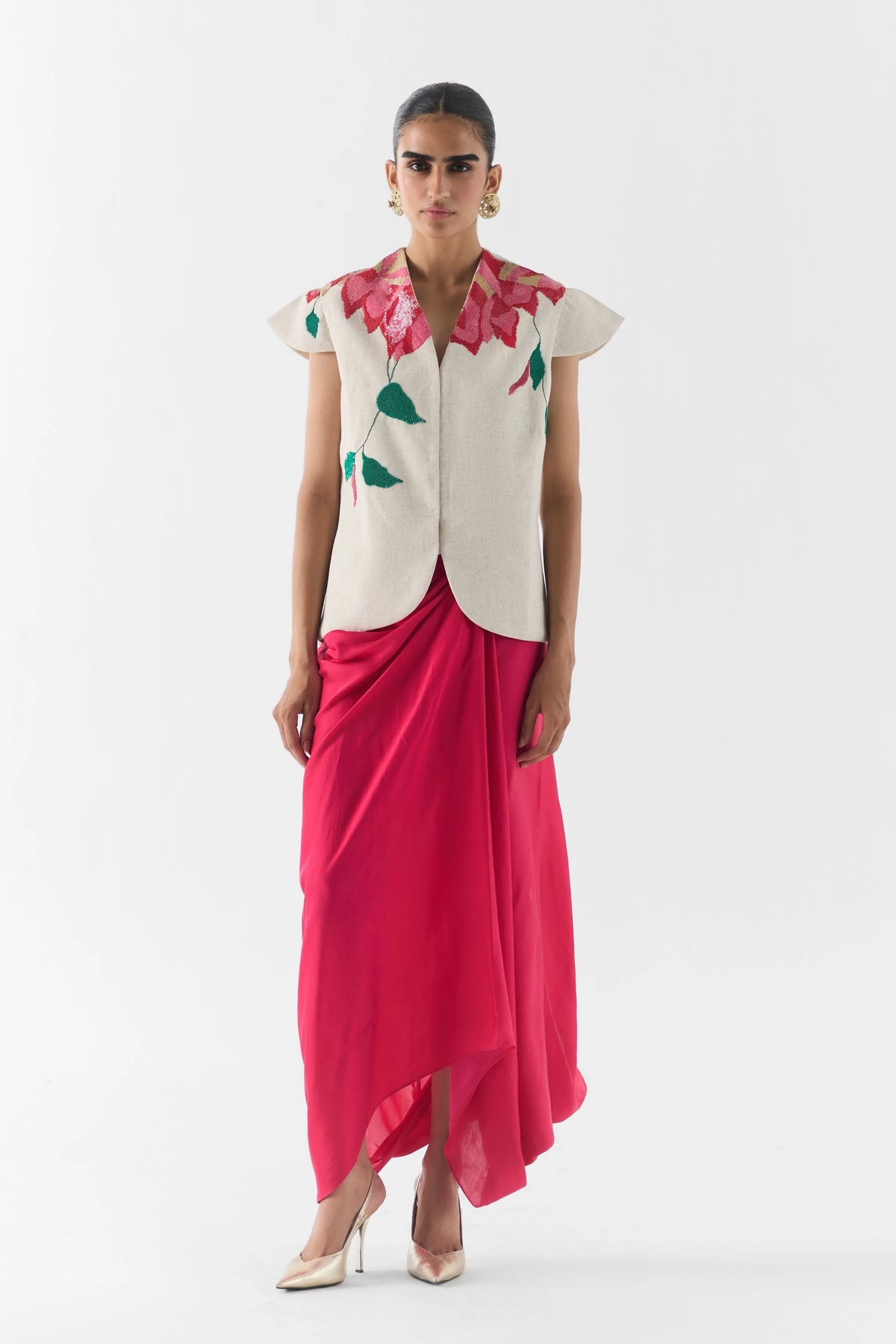 Pink Rose Vest & Knot Skirt