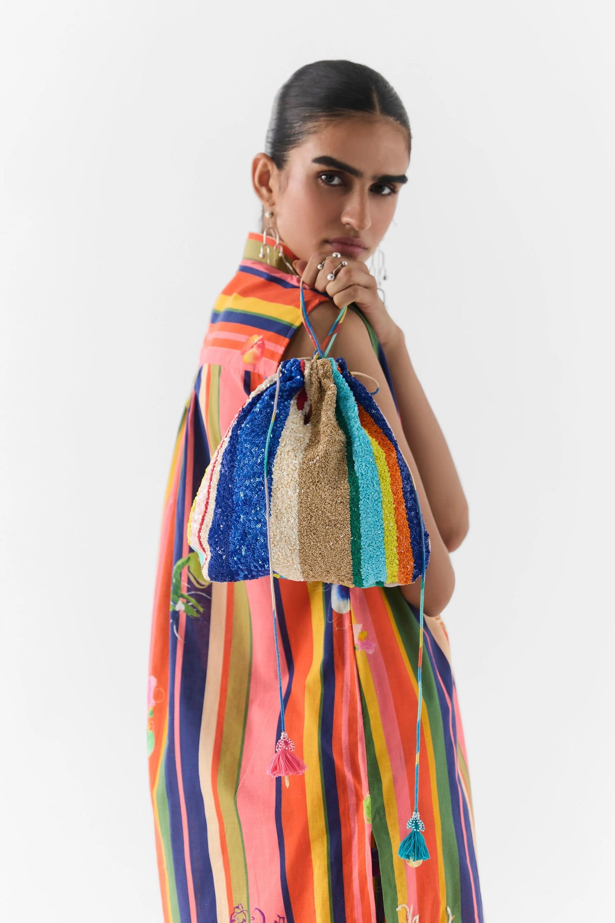 Blue Barcode Potli Bag