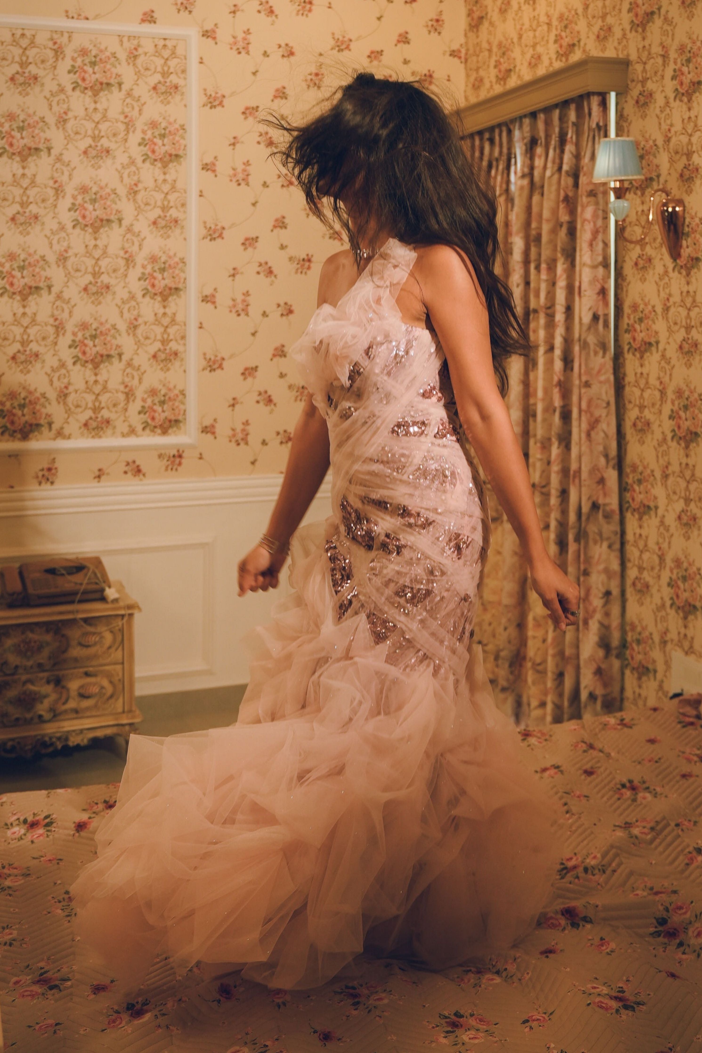 Unwritten Drape Stone Evening Gown