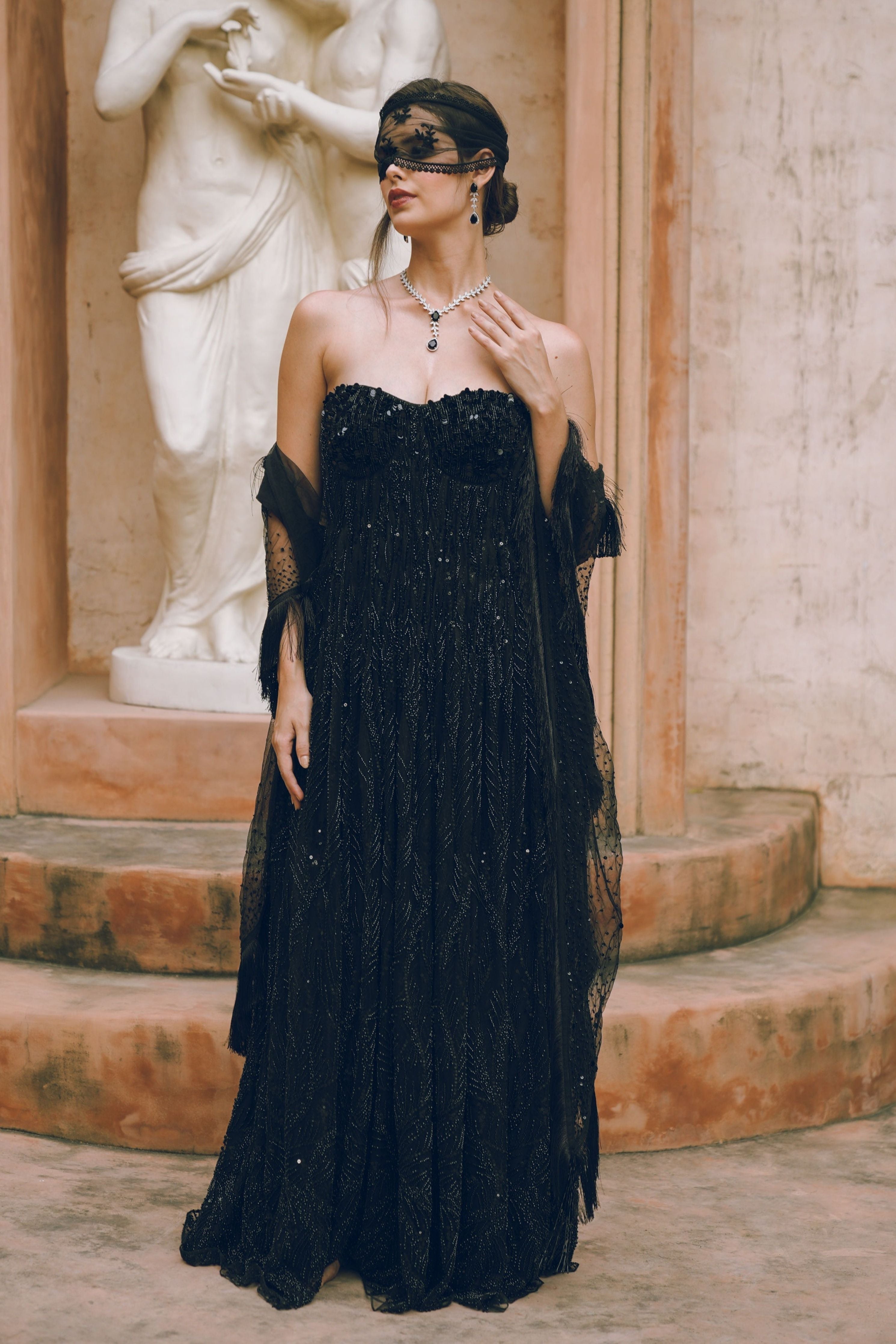 Enigm Draped Evening Gown