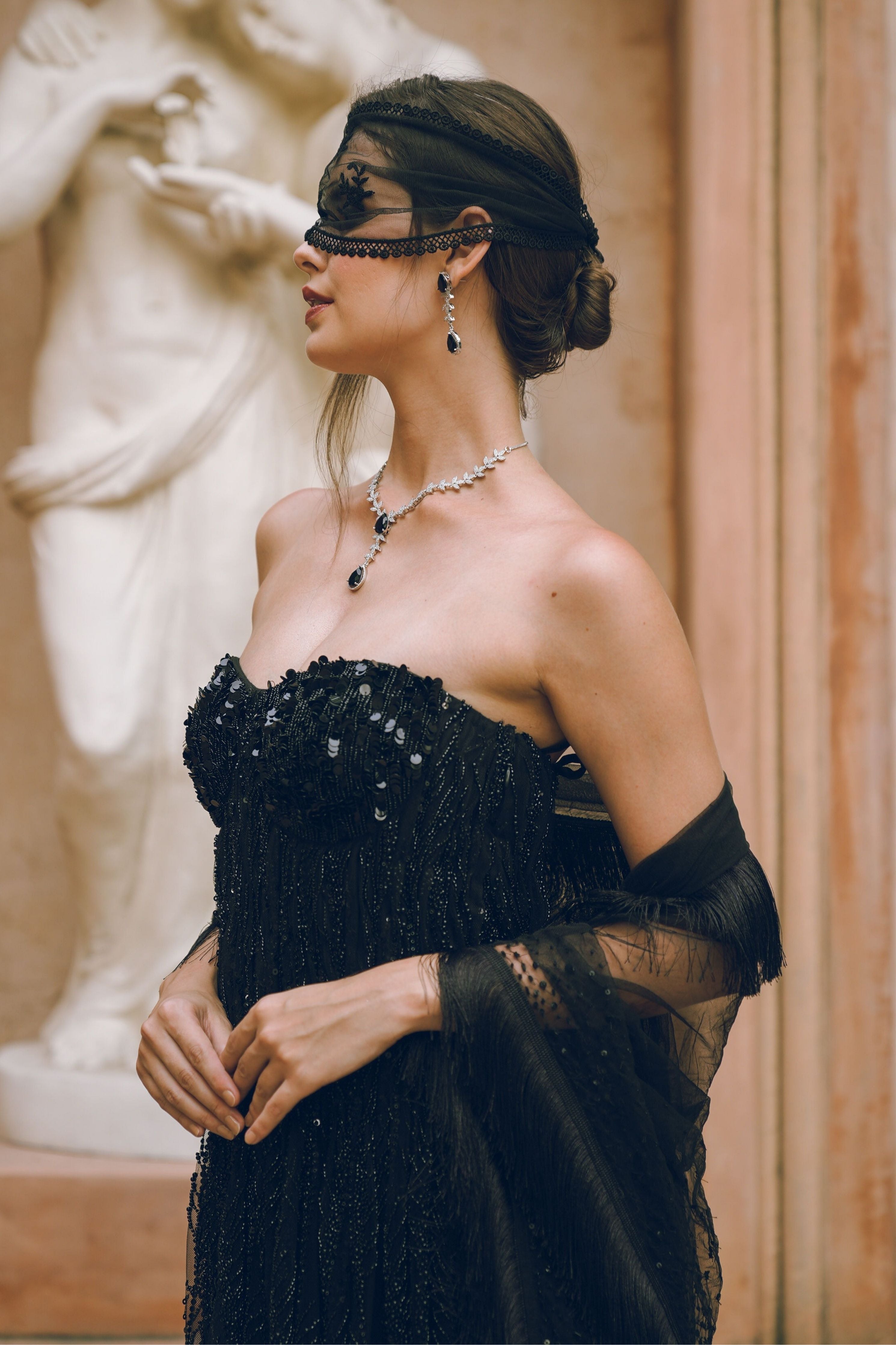 Enigm Draped Evening Gown